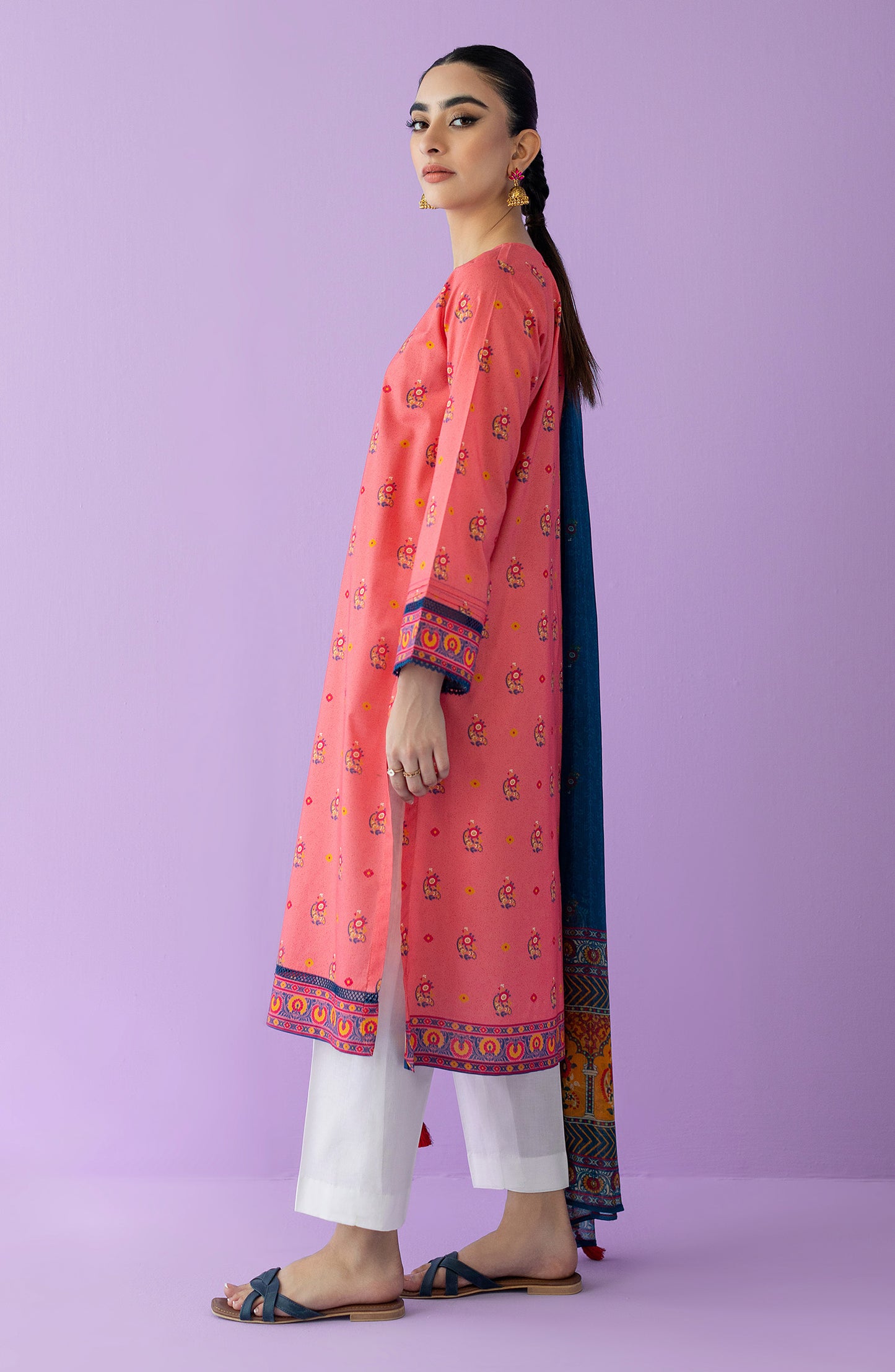NRDS-23-001/U PINK LAWN  UNSTITCHED SHIRT DUPATTA