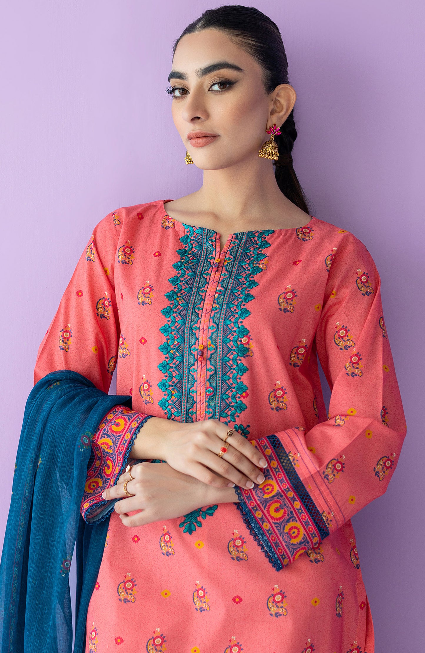 NRDS-23-001/U PINK LAWN  UNSTITCHED SHIRT DUPATTA