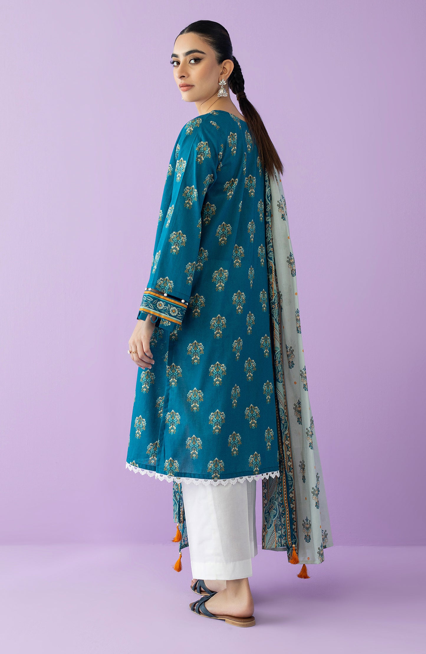 NRDS-23-010/U TEAL LAWN  UNSTITCHED SHIRT DUPATTA