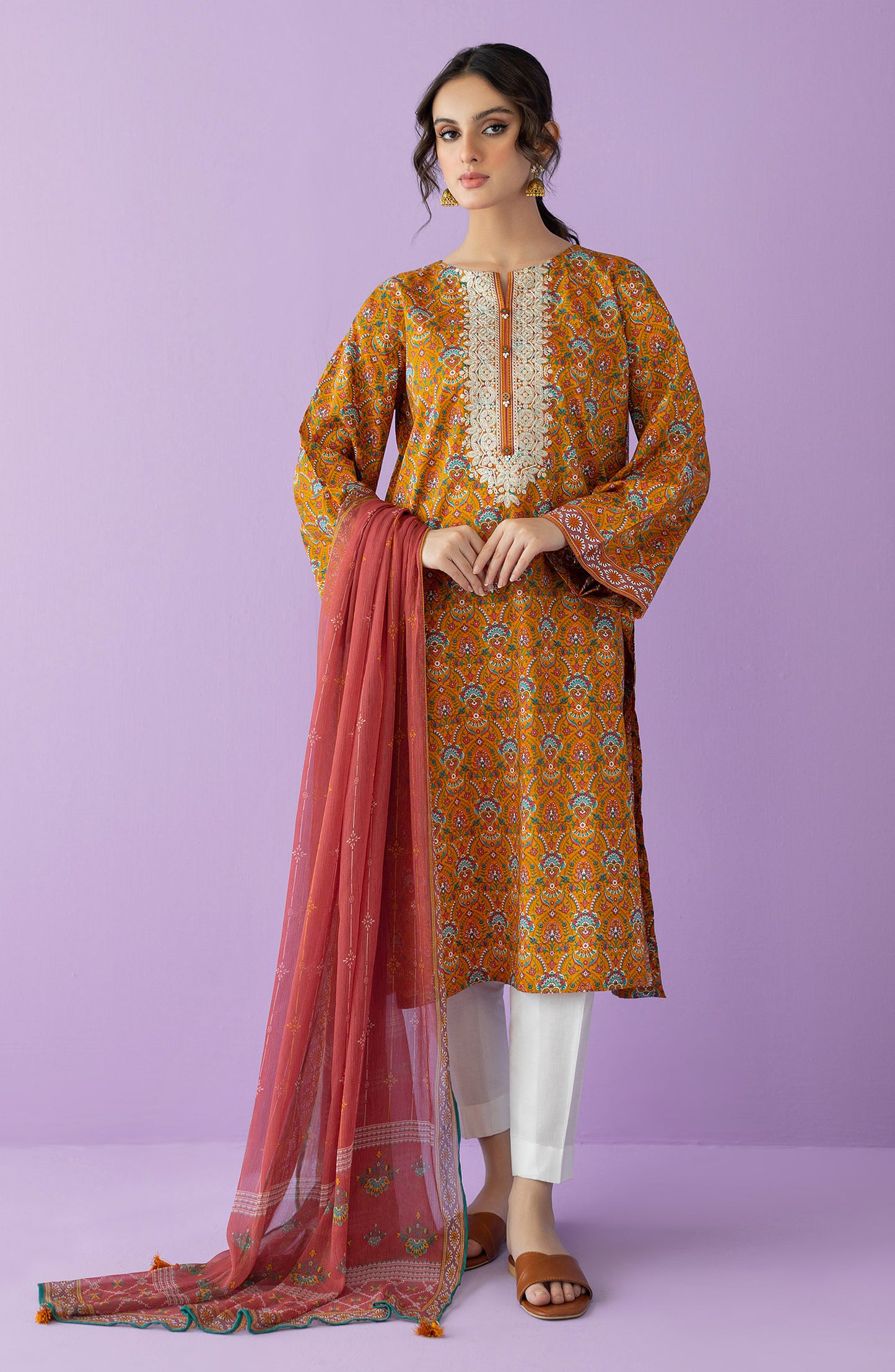 NRDS-23-017/S YELLOW LAWN  READY TO WEAR SHIRT DUPATTA