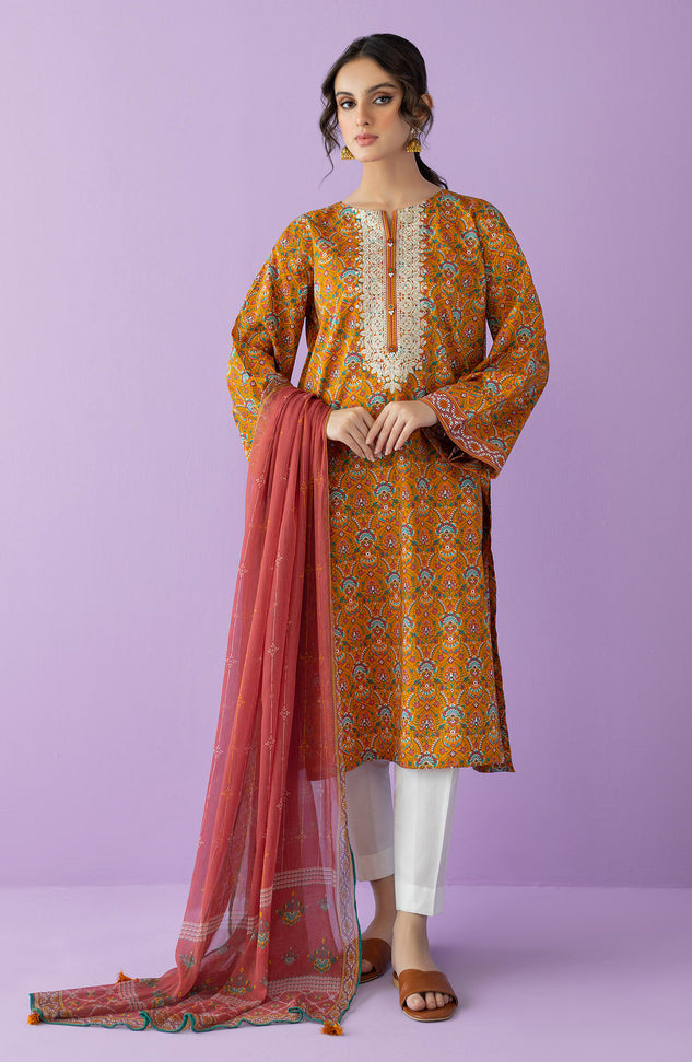 NRDS-23-017/U YELLOW LAWN  UNSTITCHED SHIRT DUPATTA