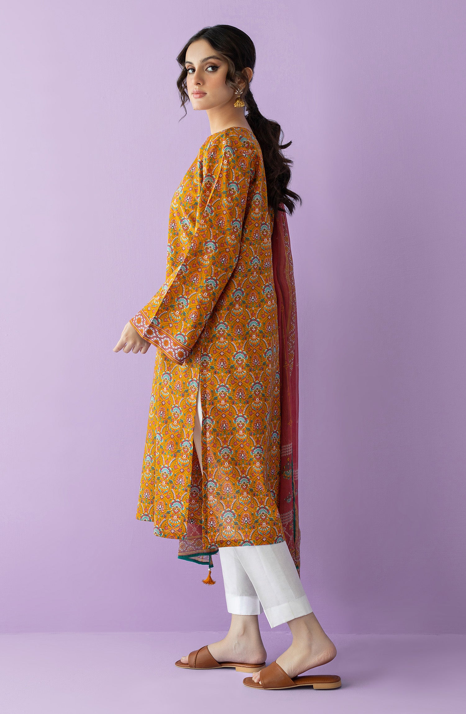 NRDS-23-017/S YELLOW LAWN  READY TO WEAR SHIRT DUPATTA