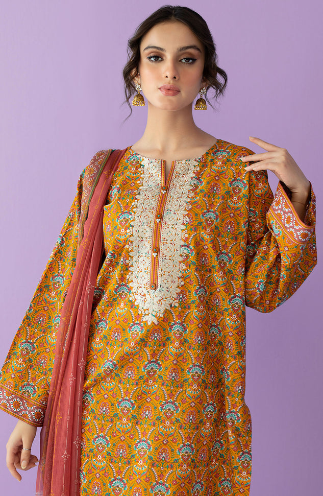 NRDS-23-017/U YELLOW LAWN  UNSTITCHED SHIRT DUPATTA