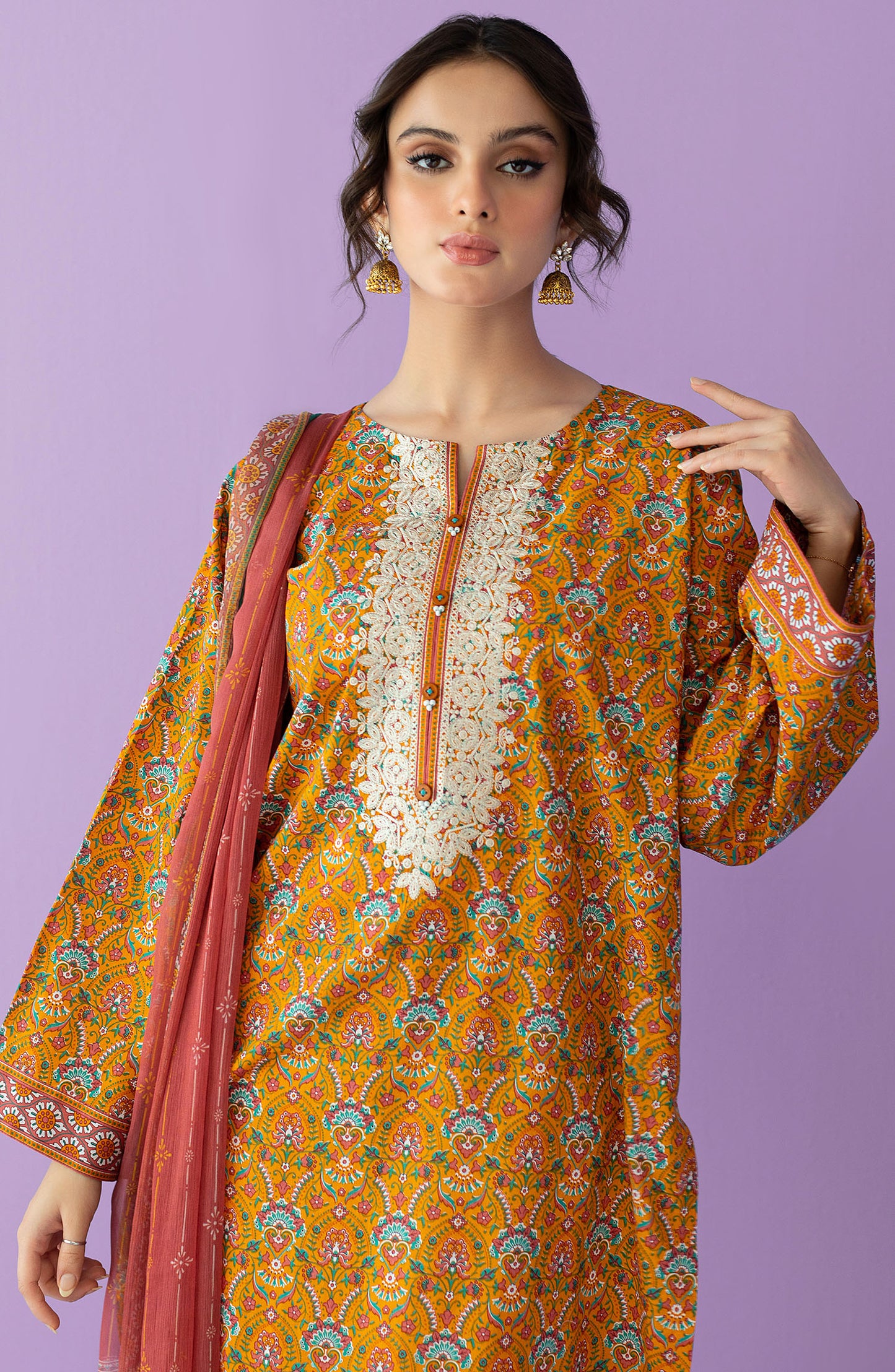 NRDS-23-017/S YELLOW LAWN  READY TO WEAR SHIRT DUPATTA