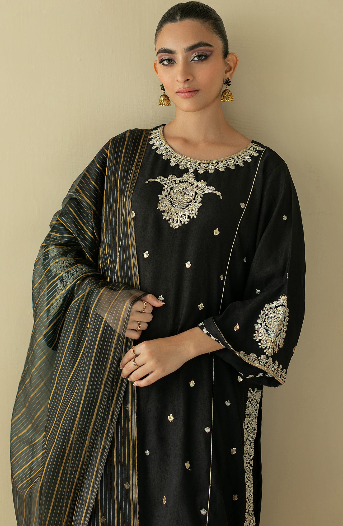 NRF-68/S BLACK FANCY  READY TO WEAR SHIRT DUPATTA PANTS