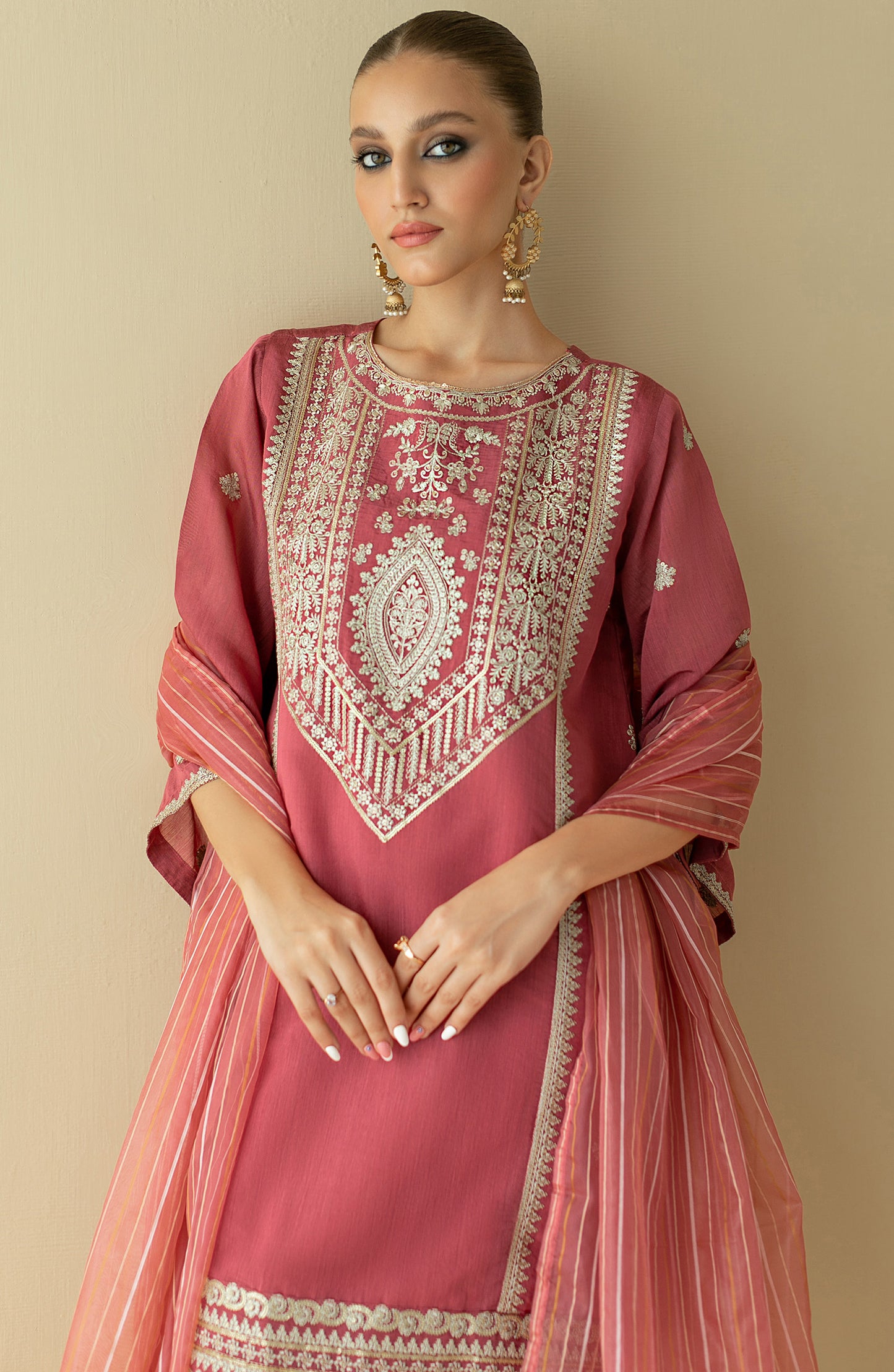 NRF-66/S PINK FANCY  READY TO WEAR SHIRT DUPATTA PANTS