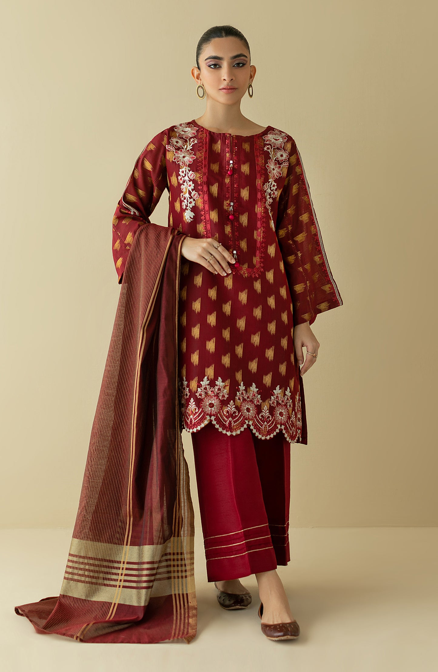 NRF-43/S RED FANCY  READY TO WEAR SHIRT DUPATTA PANTS