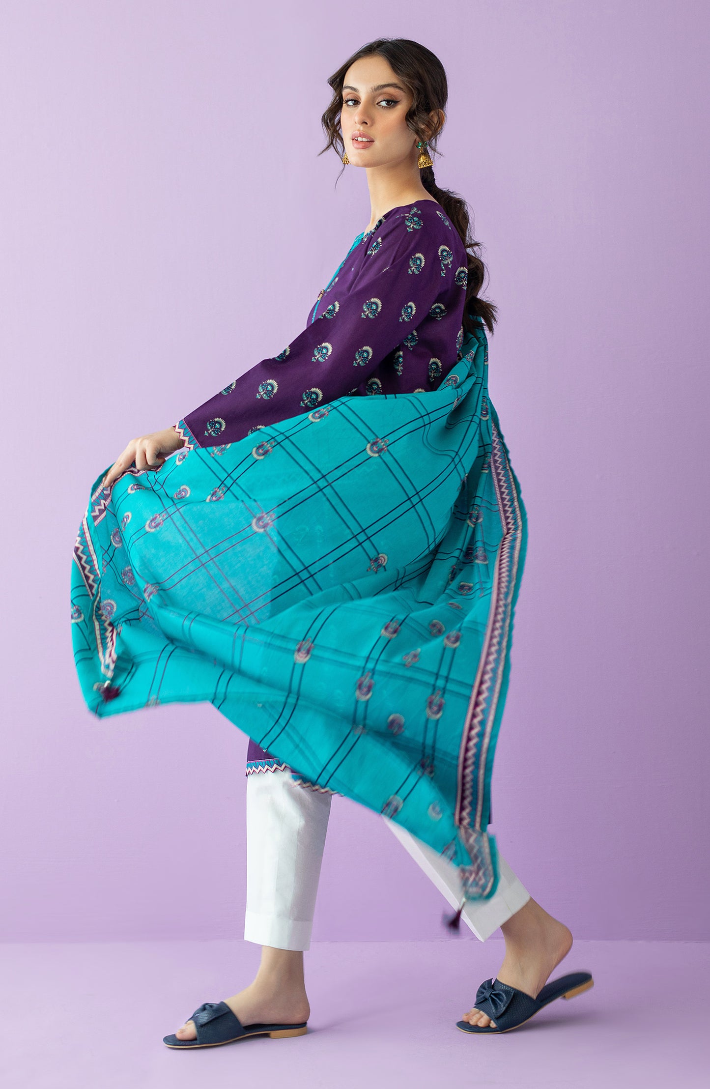 NRDS-23-034/S PURPLE LAWN  READY TO WEAR SHIRT DUPATTA