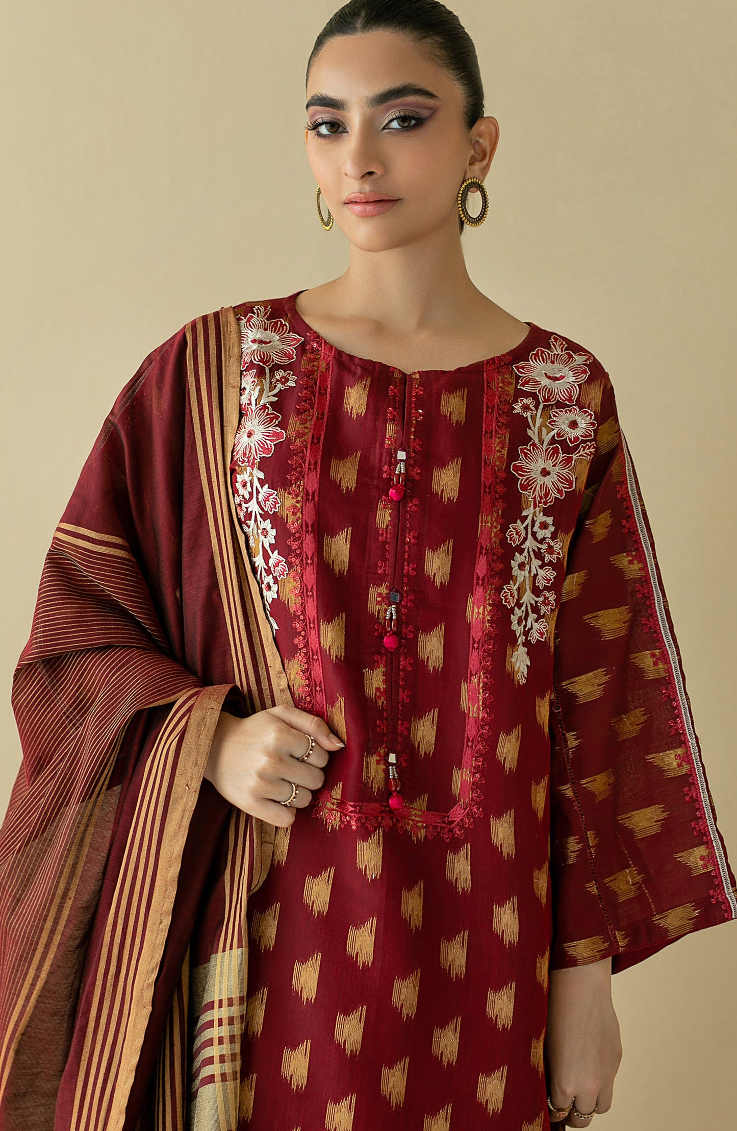 NRF-43/S RED FANCY  READY TO WEAR SHIRT DUPATTA PANTS