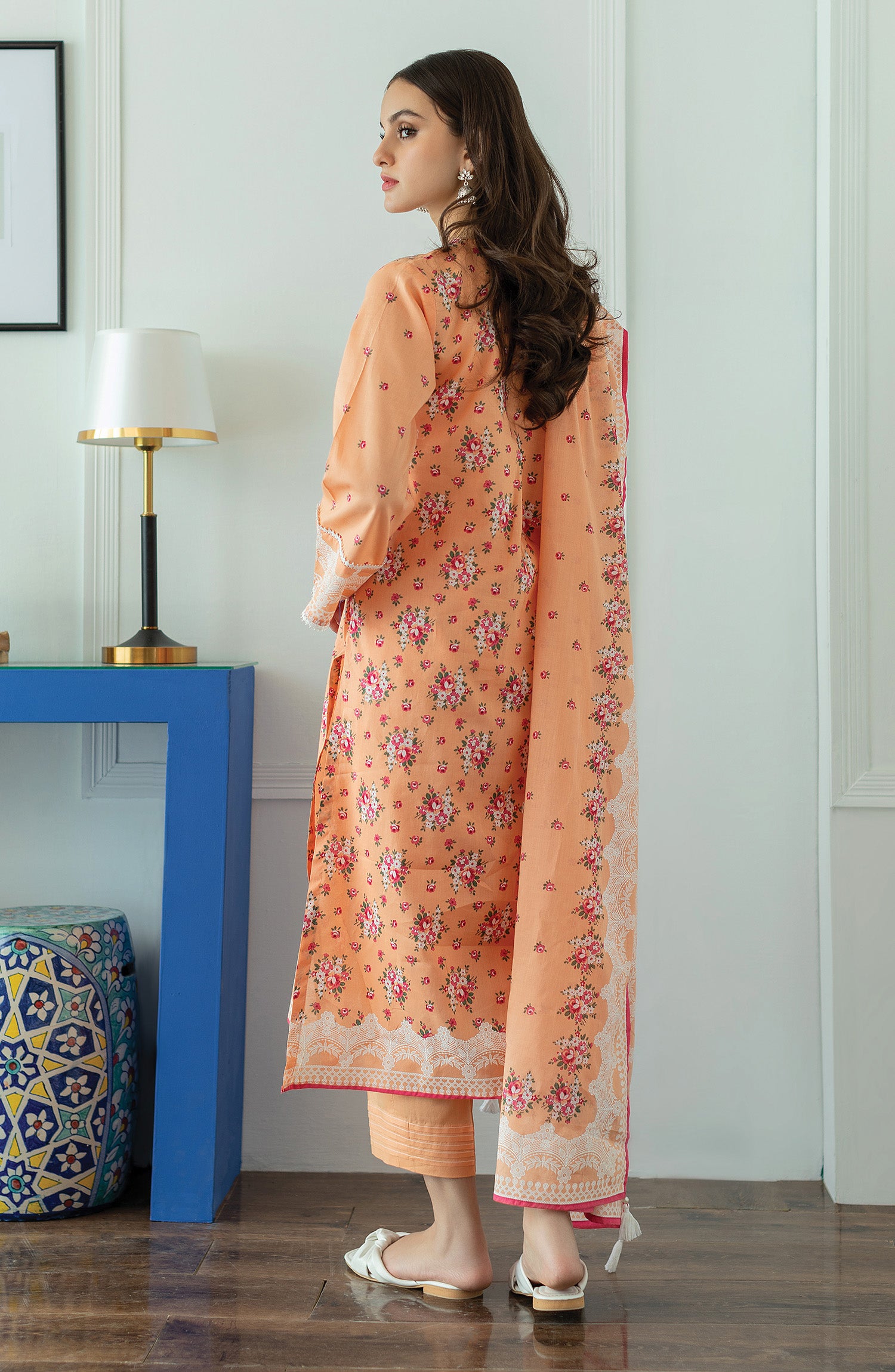 OTL-23-014/U PEACH LAWN  UNSTITCHED SHIRT DUPATTA PANTS