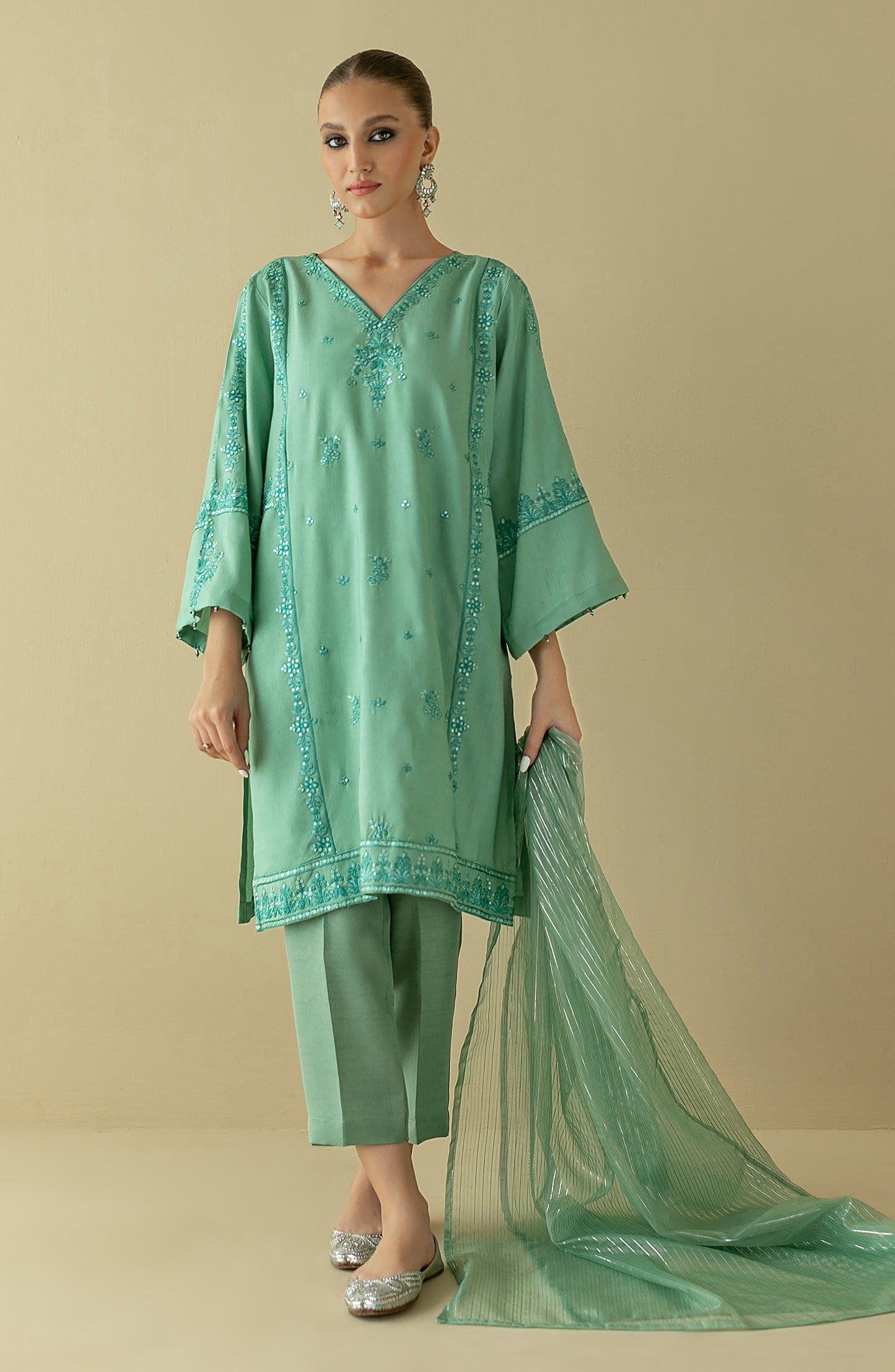 NRF-69/S PISTA FANCY  READY TO WEAR SHIRT DUPATTA PANTS