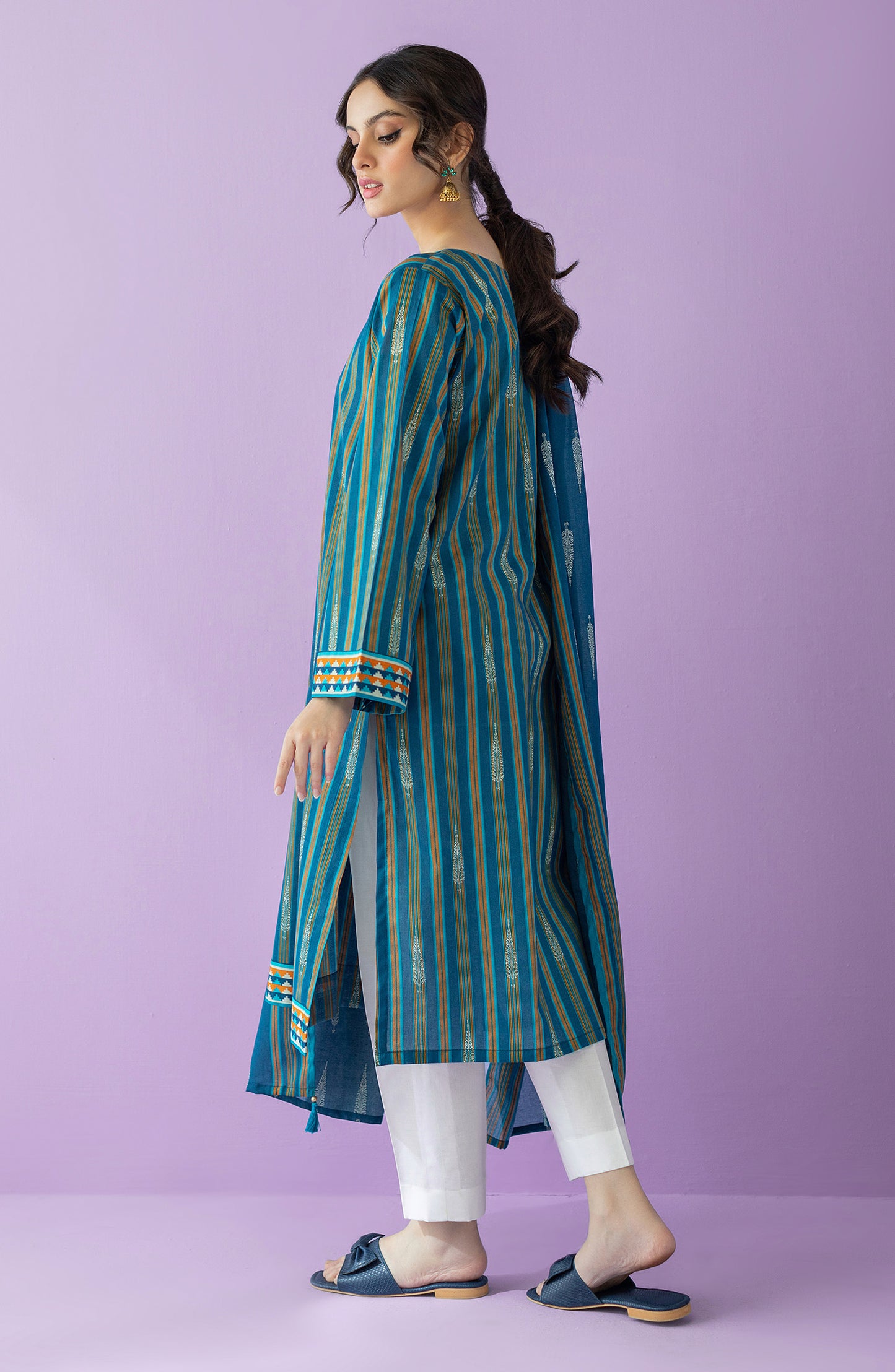 NRDS-23-030/U BLUE LAWN  UNSTITCHED SHIRT DUPATTA