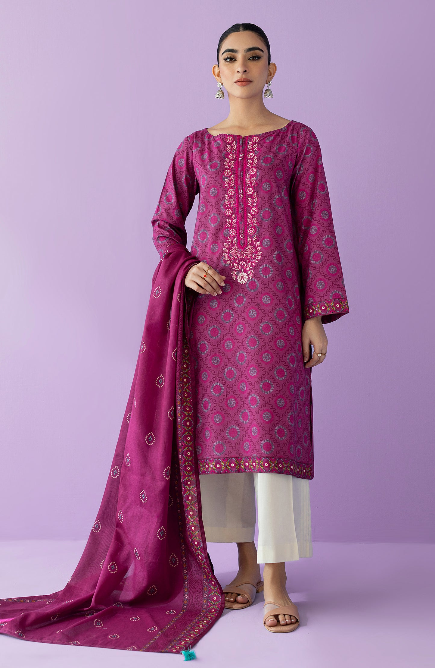 NRDS-23-014/U PINK LAWN  UNSTITCHED SHIRT DUPATTA