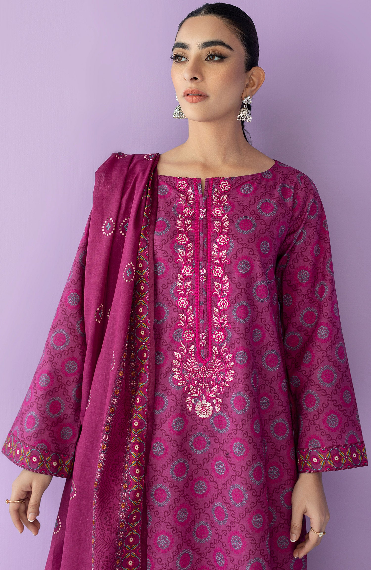 NRDS-23-014/U PINK LAWN  UNSTITCHED SHIRT DUPATTA