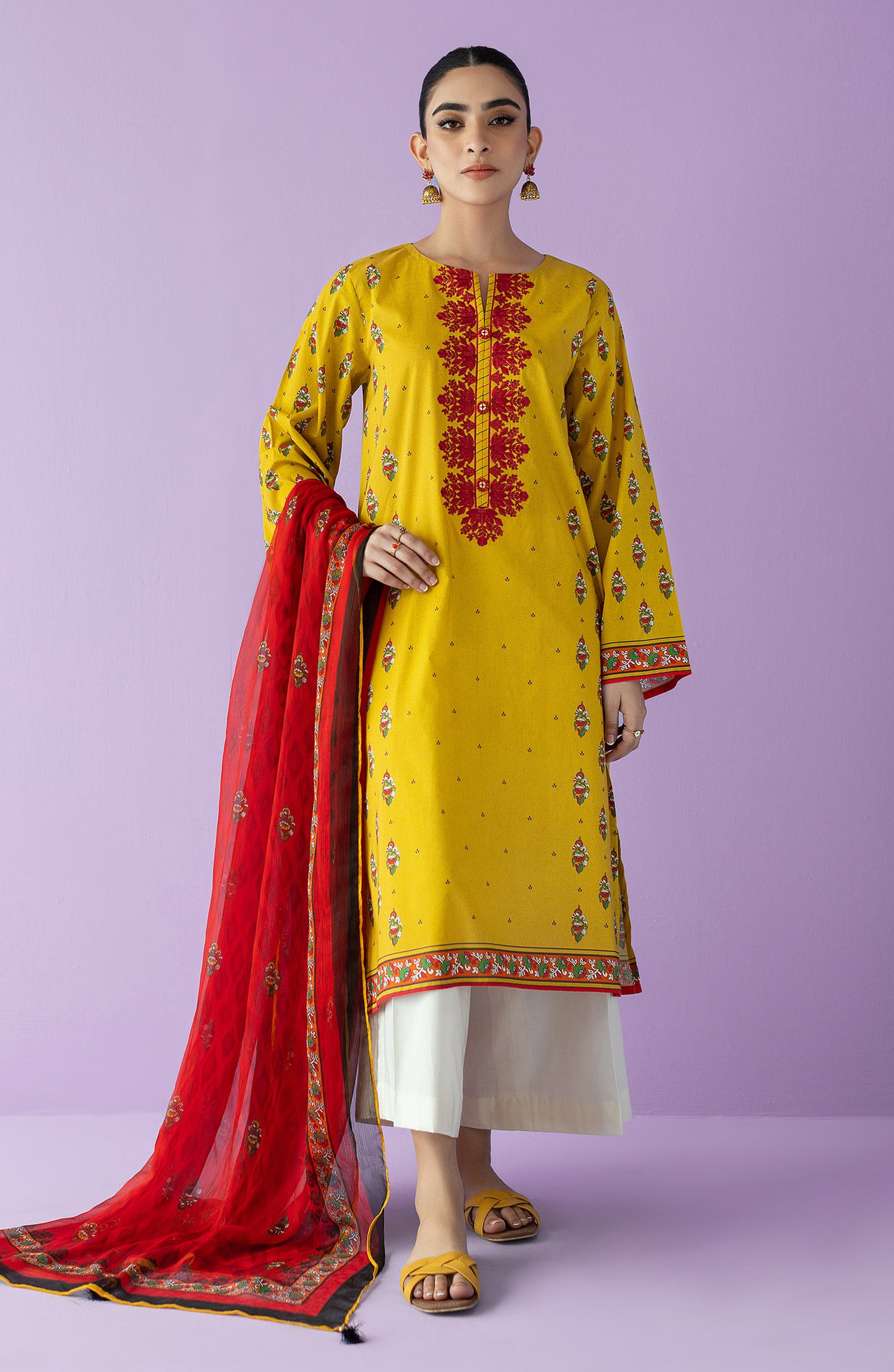 NRDS-23-006/S YELLOW LAWN  READY TO WEAR SHIRT DUPATTA