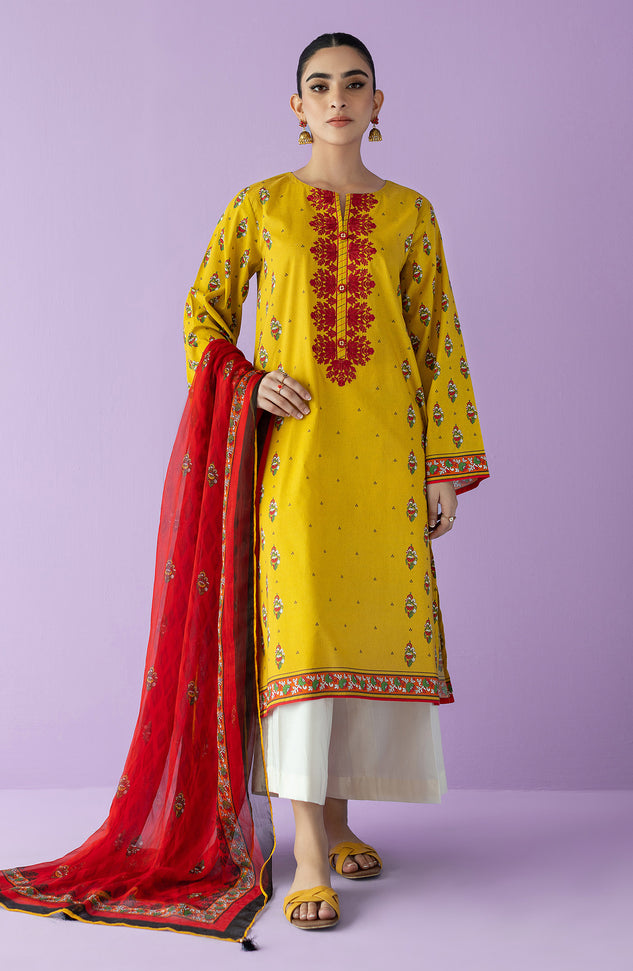 NRDS-23-006/U YELLOW LAWN  UNSTITCHED SHIRT DUPATTA