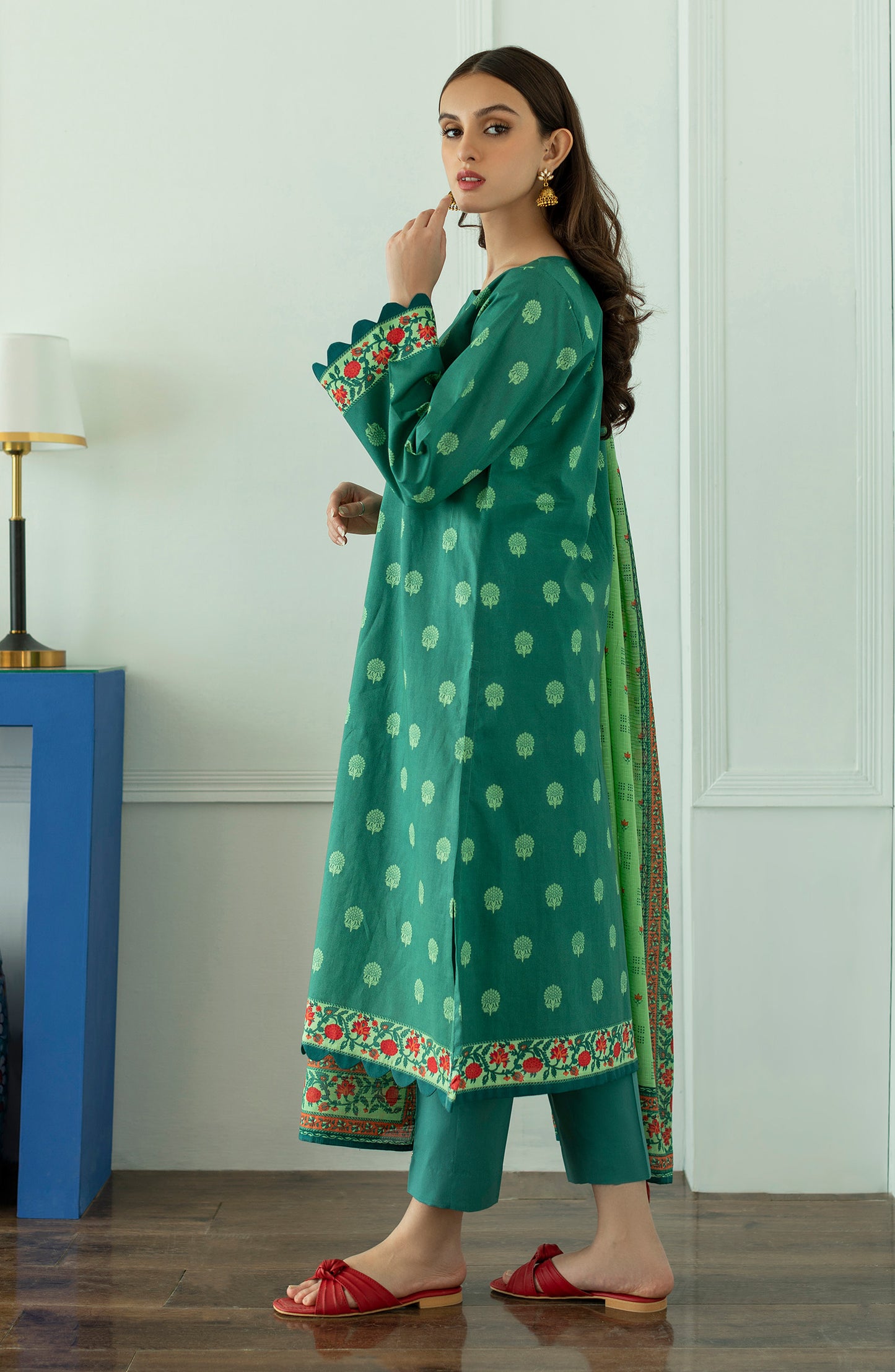 OTL-23-258/U GREEN LAWN  UNSTITCHED SHIRT DUPATTA PANTS