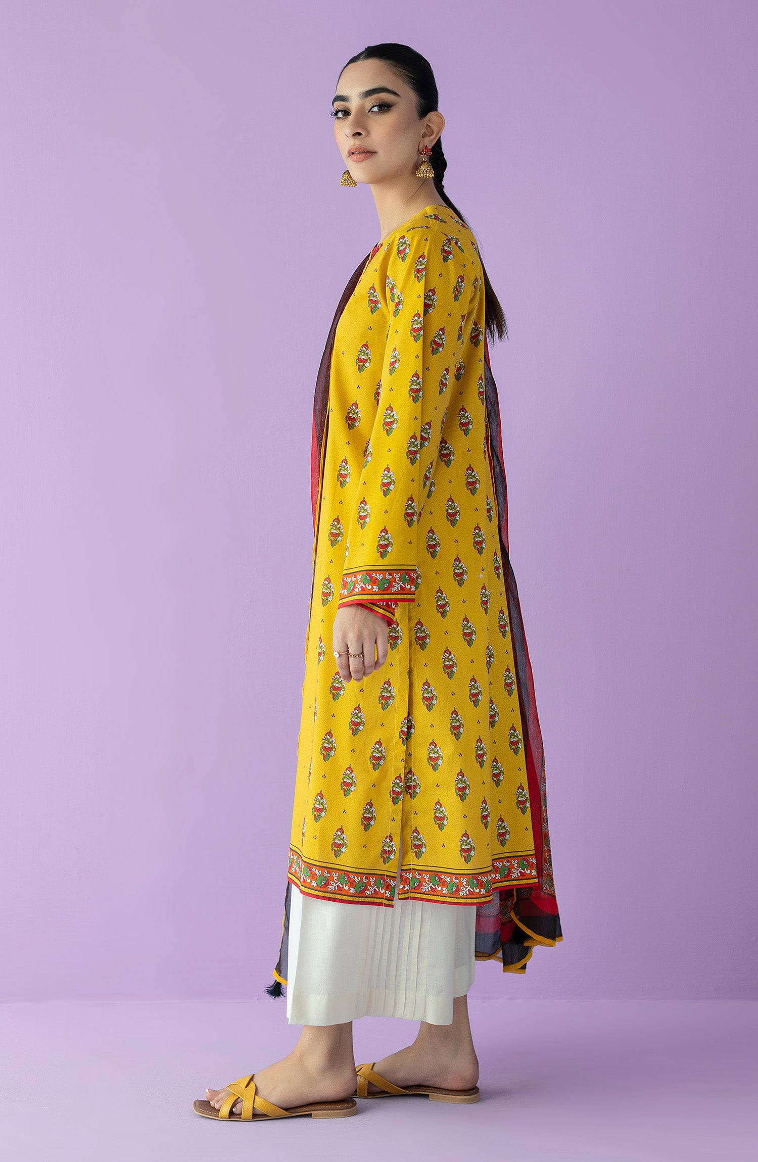 NRDS-23-006/S YELLOW LAWN  READY TO WEAR SHIRT DUPATTA