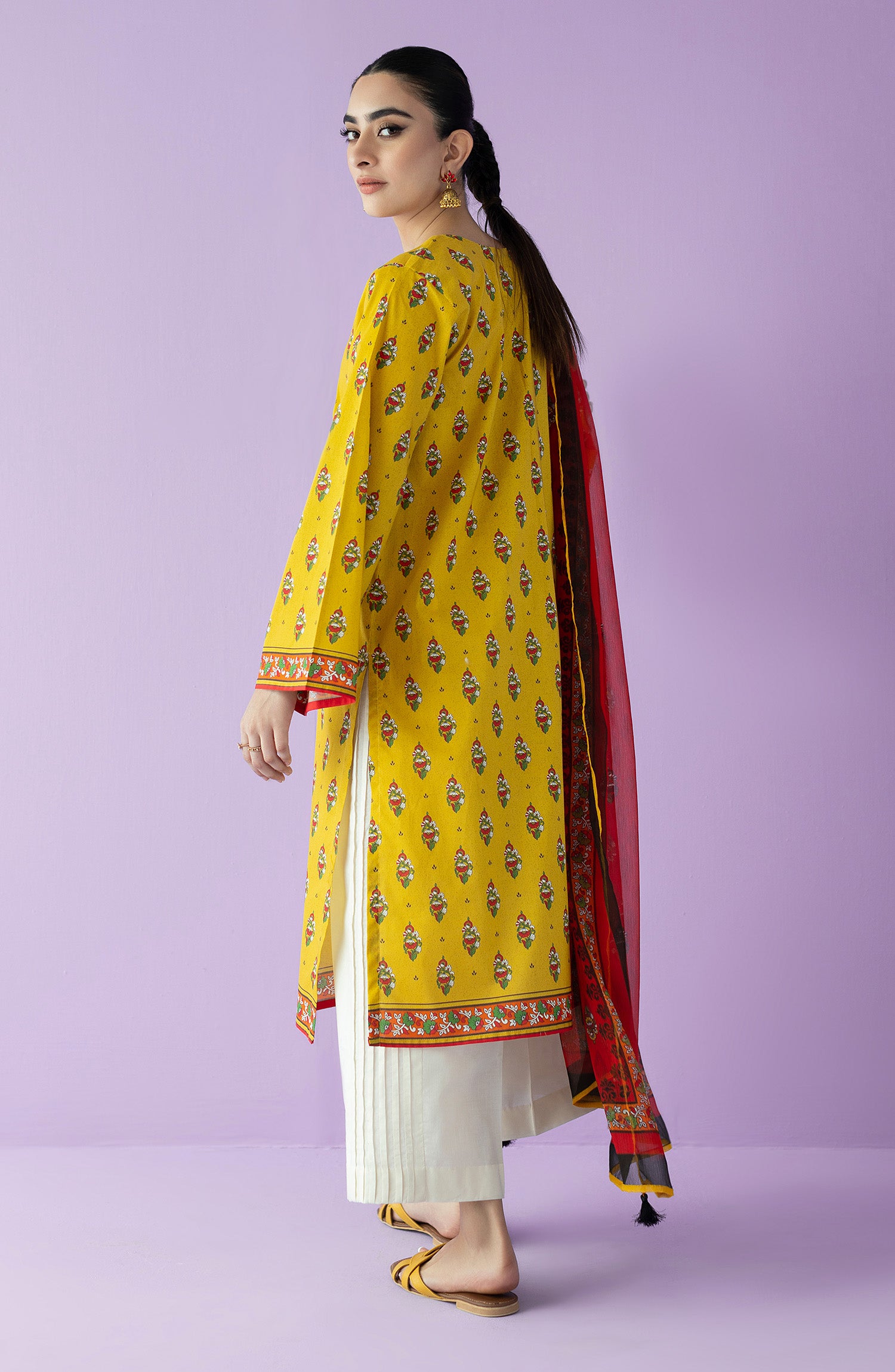 NRDS-23-006/S YELLOW LAWN  READY TO WEAR SHIRT DUPATTA