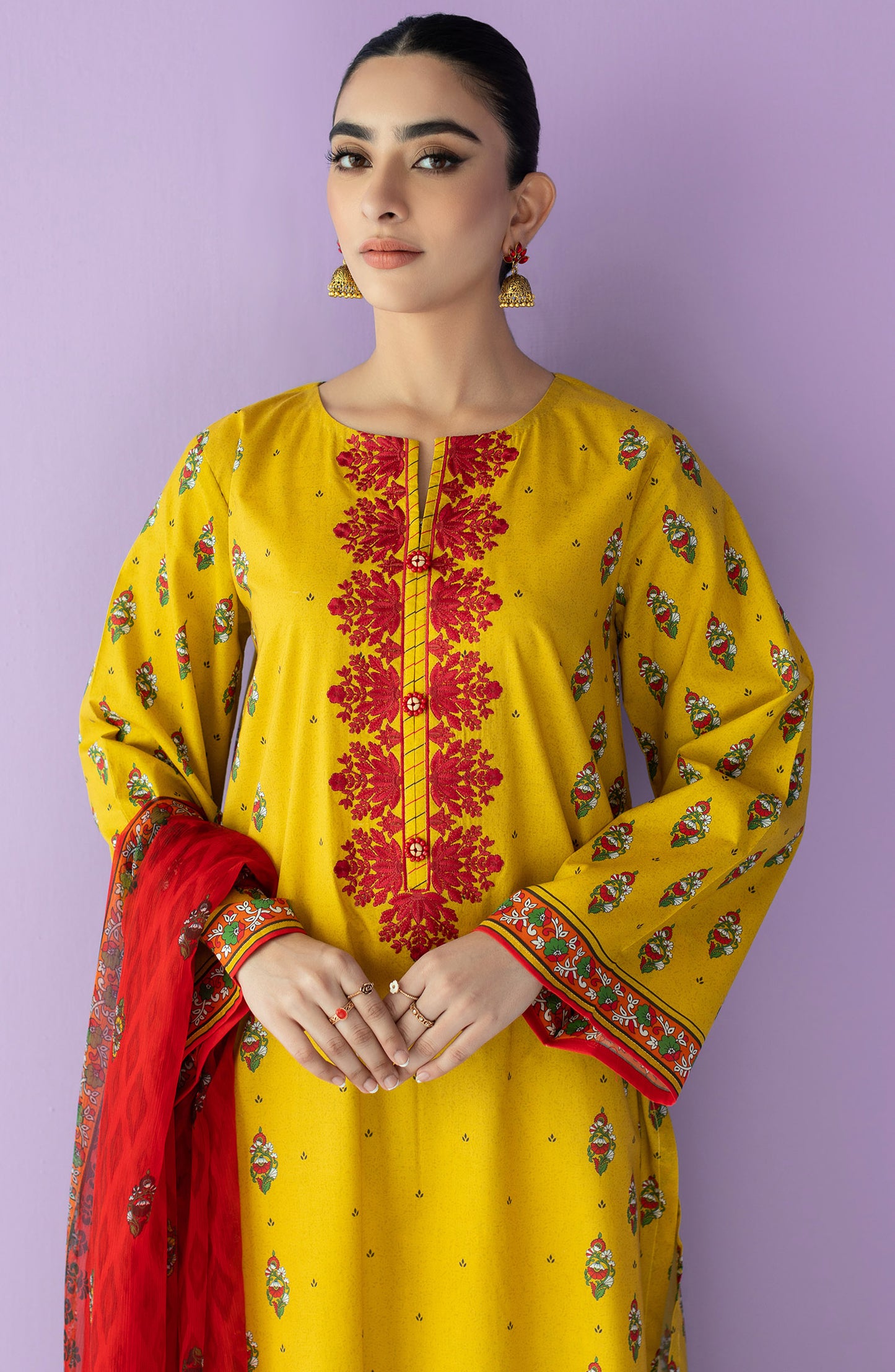 NRDS-23-006/S YELLOW LAWN  READY TO WEAR SHIRT DUPATTA