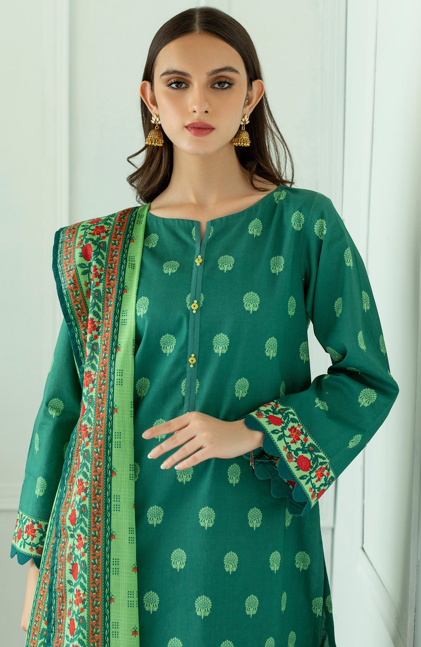 OTL-23-258/U GREEN LAWN  UNSTITCHED SHIRT DUPATTA PANTS