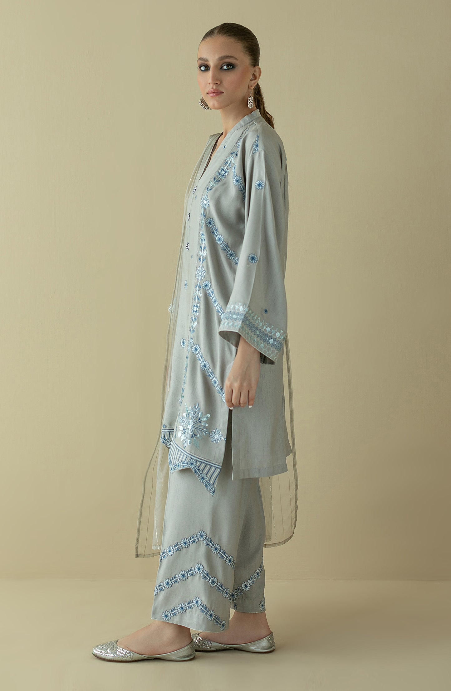 NRF-70/S GREY FANCY  READY TO WEAR SHIRT DUPATTA PANTS