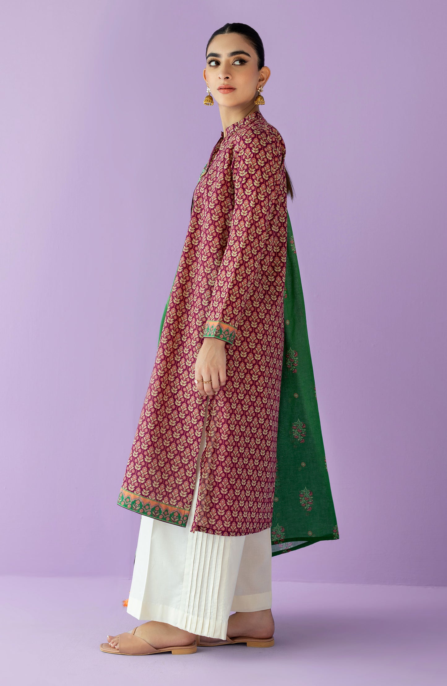 NRDS-23-036/U MAROON LAWN  UNSTITCHED SHIRT DUPATTA