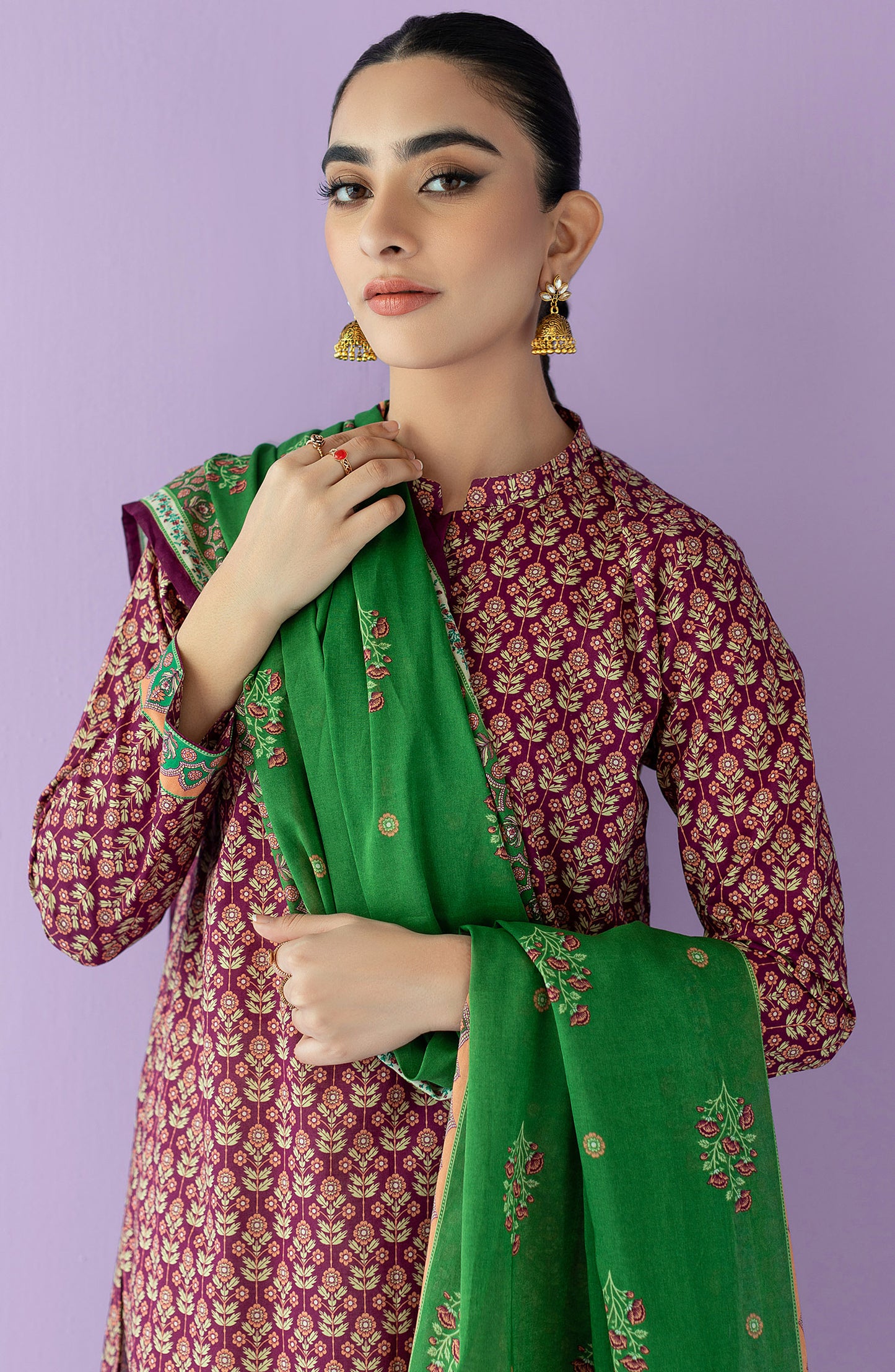 NRDS-23-036/U MAROON LAWN  UNSTITCHED SHIRT DUPATTA