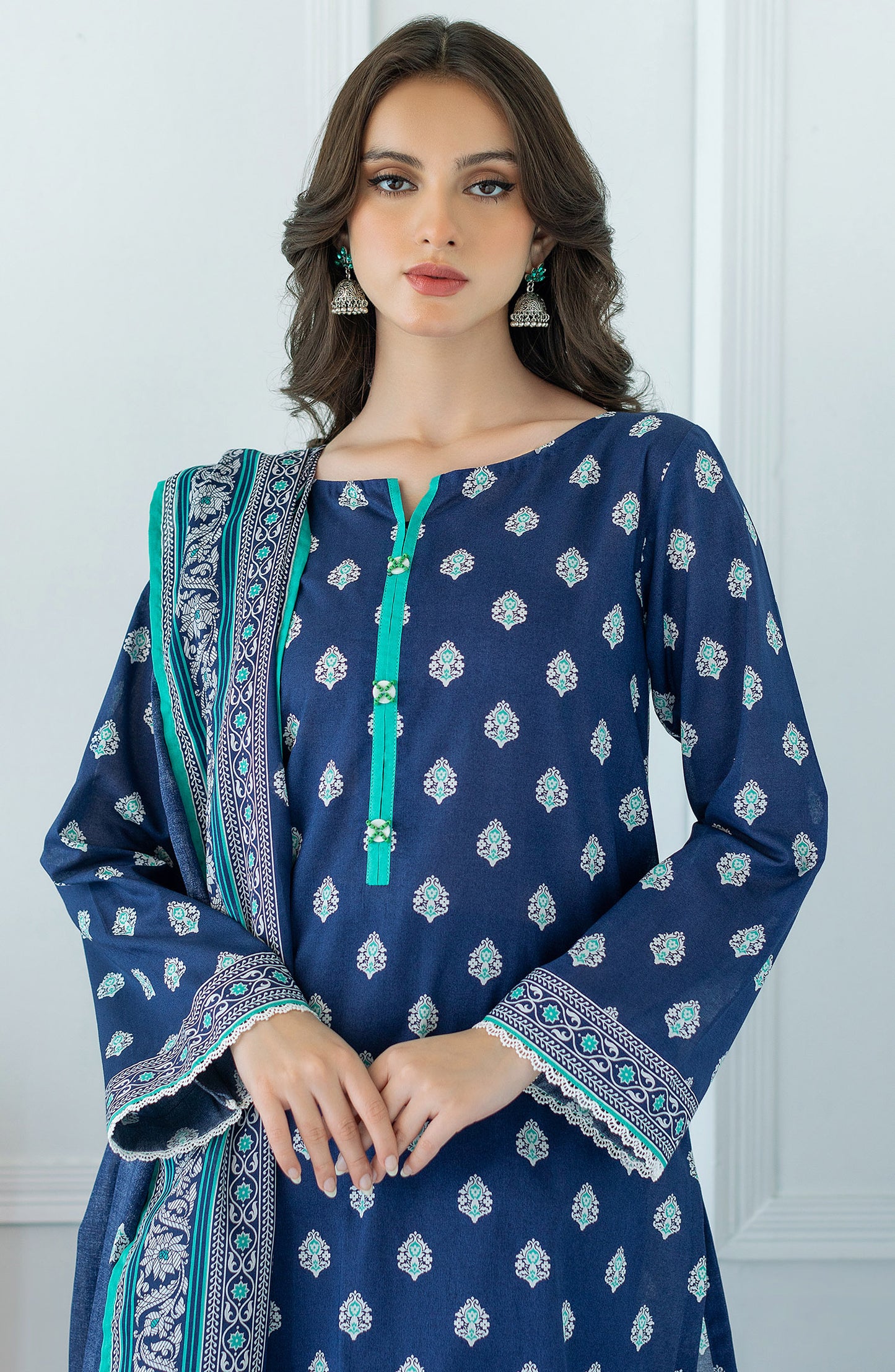 OTL-23-076/U BLUE LAWN  UNSTITCHED SHIRT DUPATTA PANTS