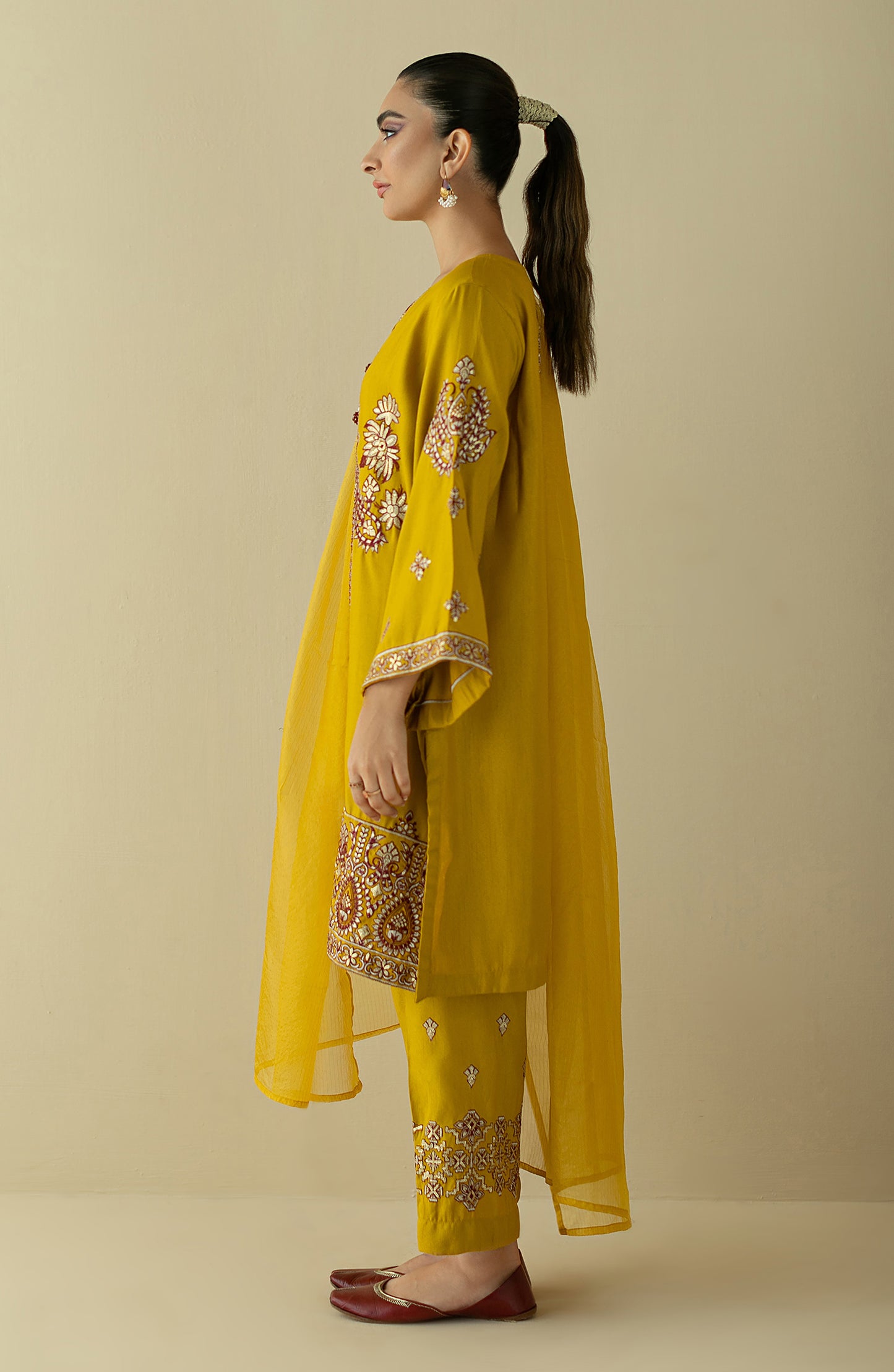 NRF-71/S MUSTARD FANCY  READY TO WEAR SHIRT DUPATTA PANTS