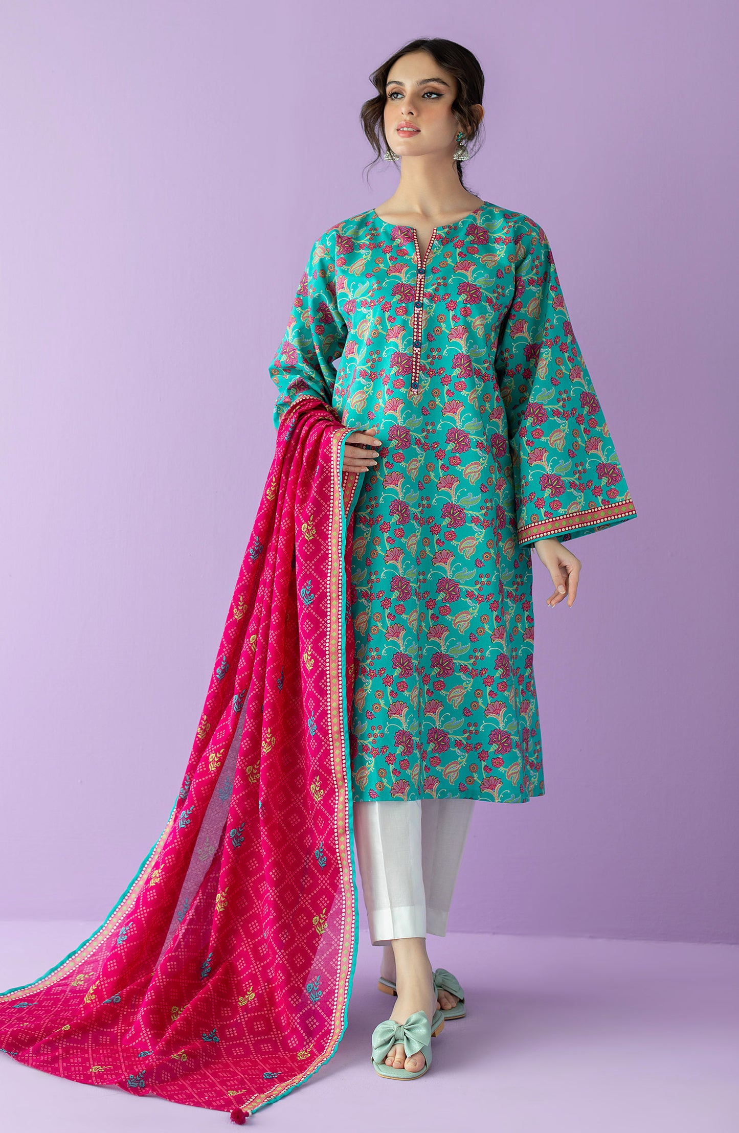 NRDS-23-033/U GREEN LAWN  UNSTITCHED SHIRT DUPATTA