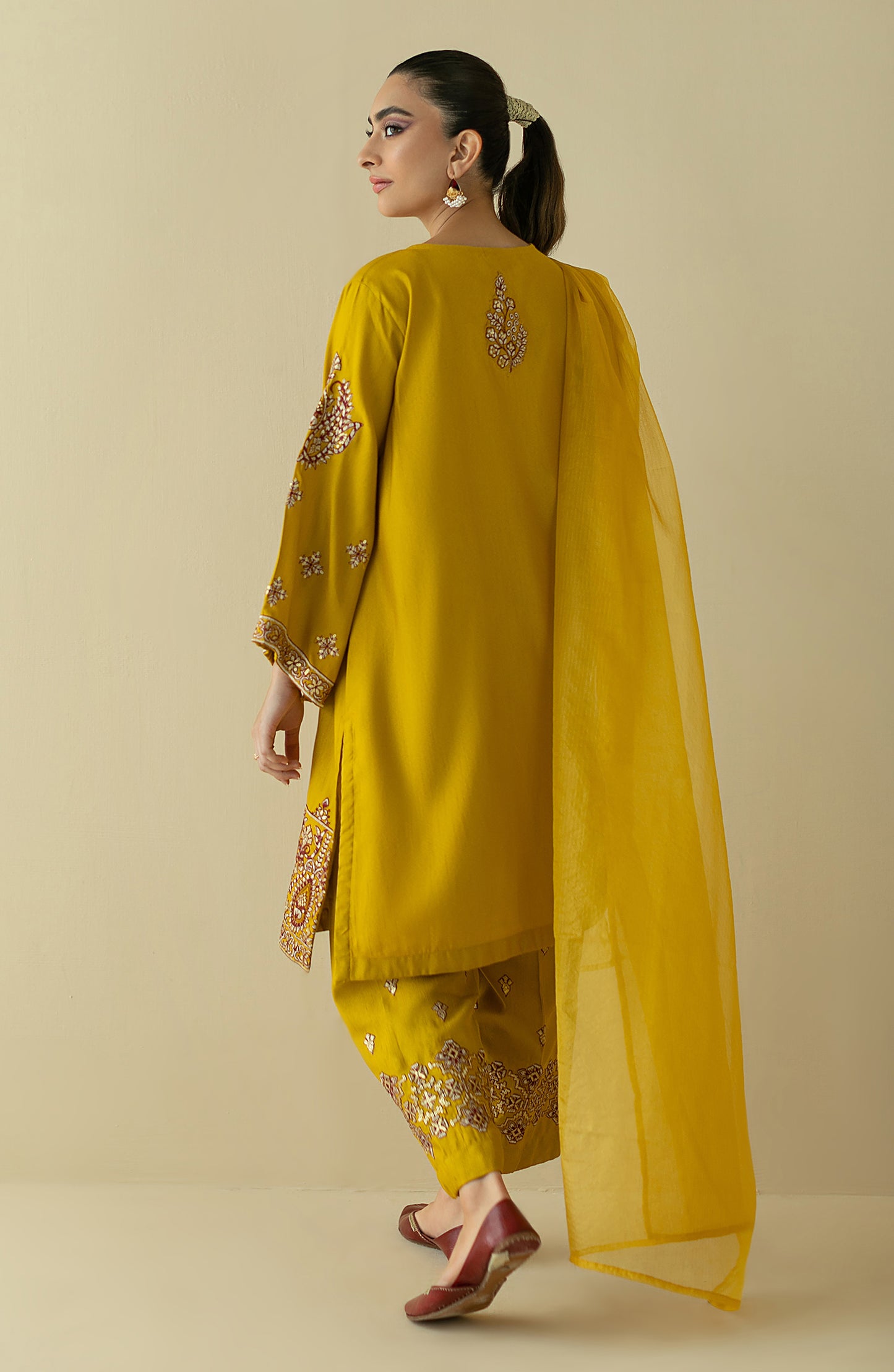 NRF-71/S MUSTARD FANCY  READY TO WEAR SHIRT DUPATTA PANTS
