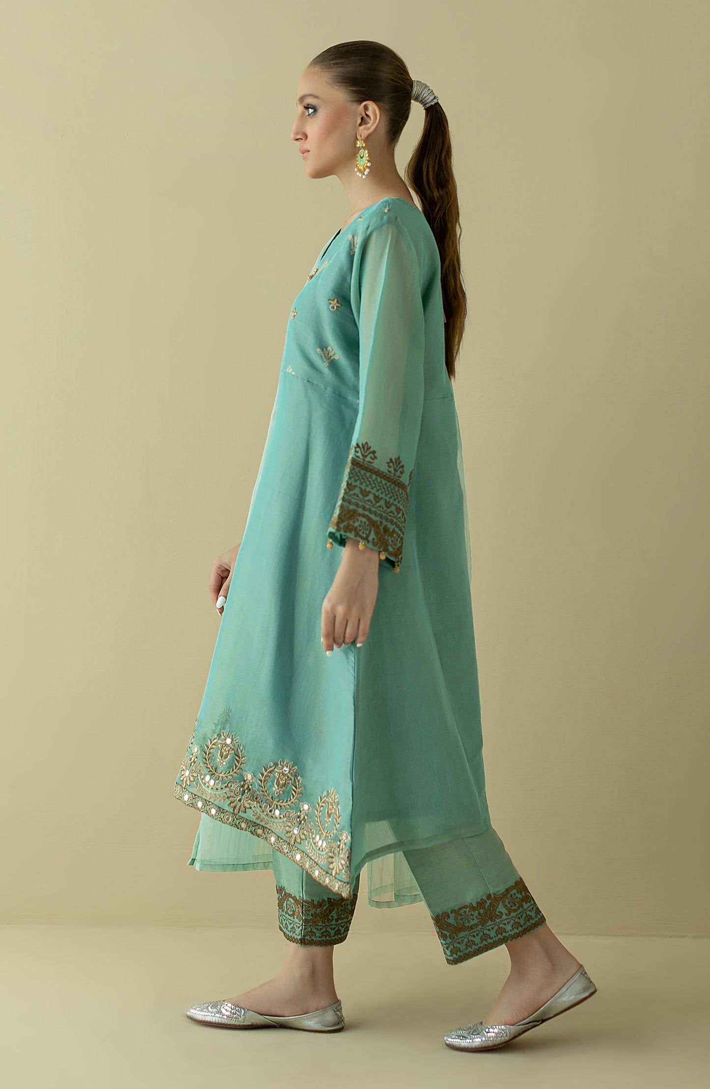 NRF-48/S TEAL FANCY  READY TO WEAR SHIRT DUPATTA PANTS
