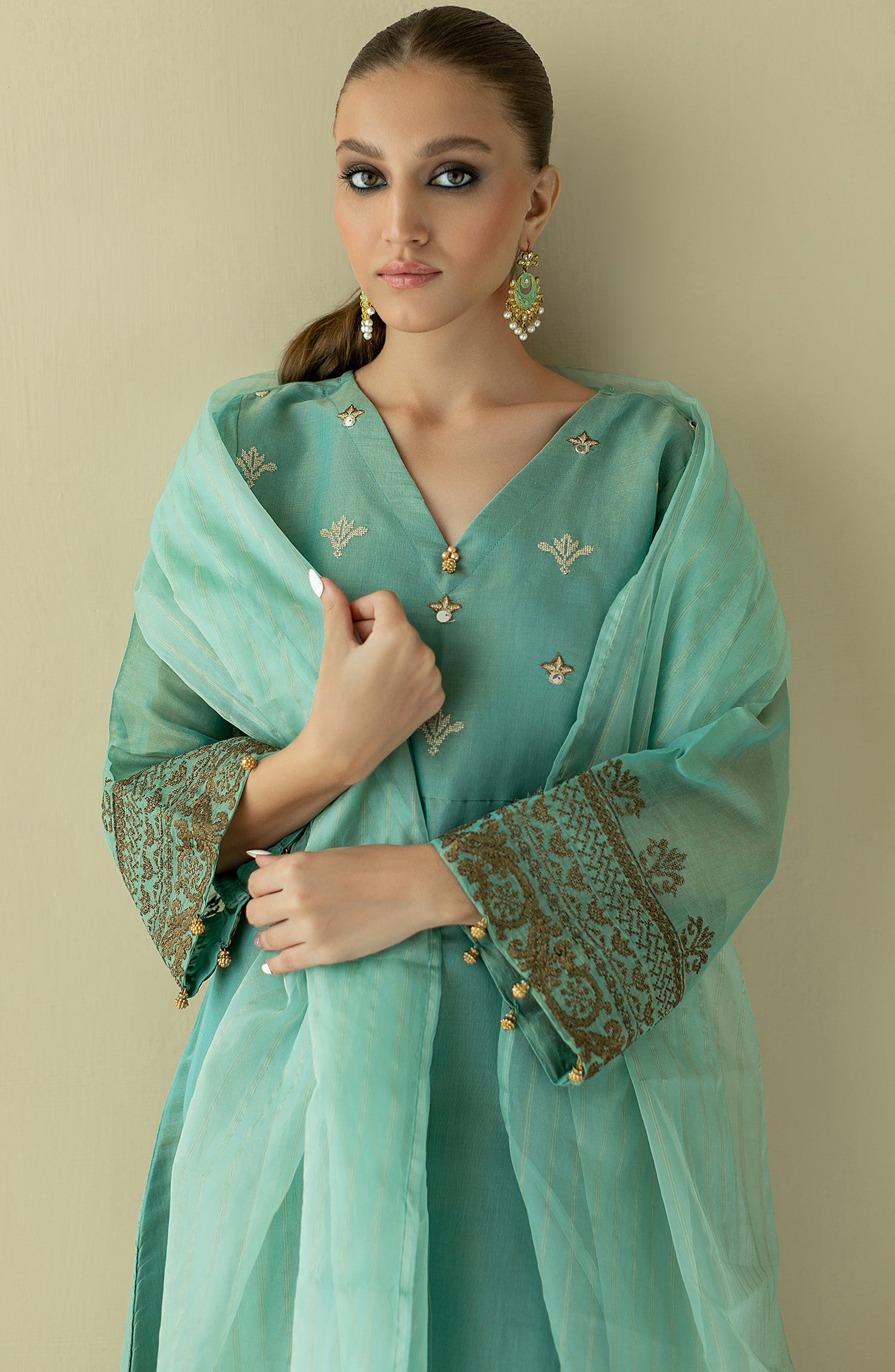 NRF-48/S TEAL FANCY  READY TO WEAR SHIRT DUPATTA PANTS