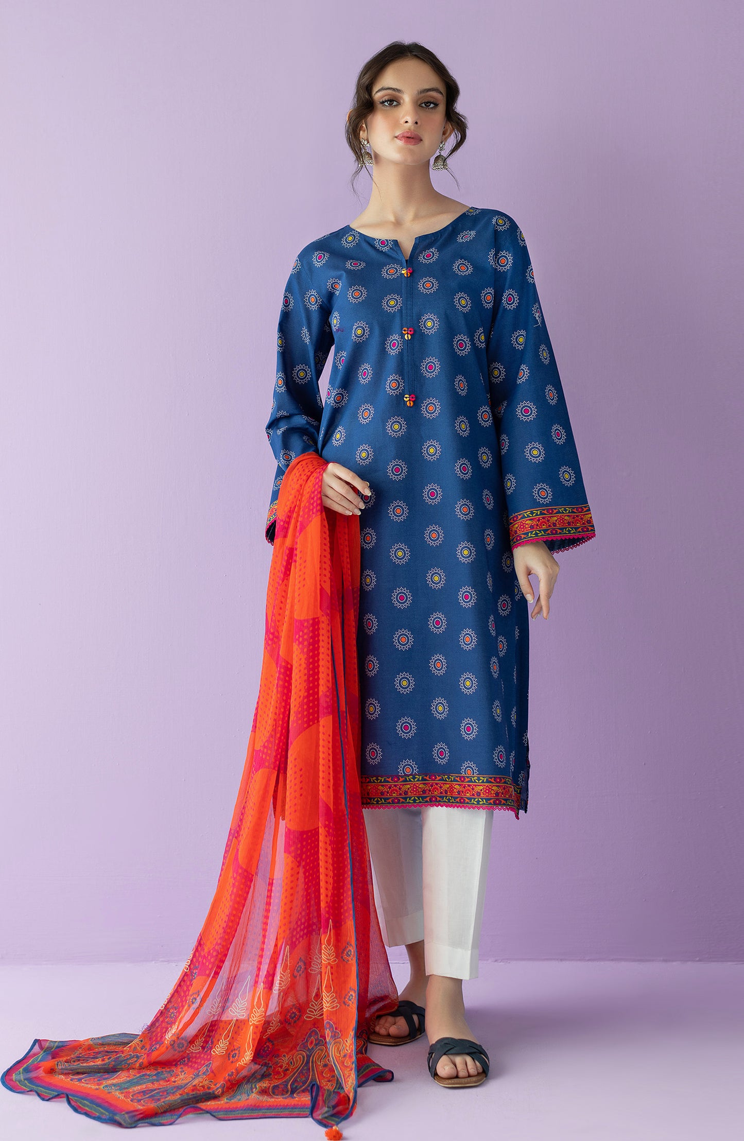 NRDS-23-050/U BLUE LAWN  UNSTITCHED SHIRT DUPATTA