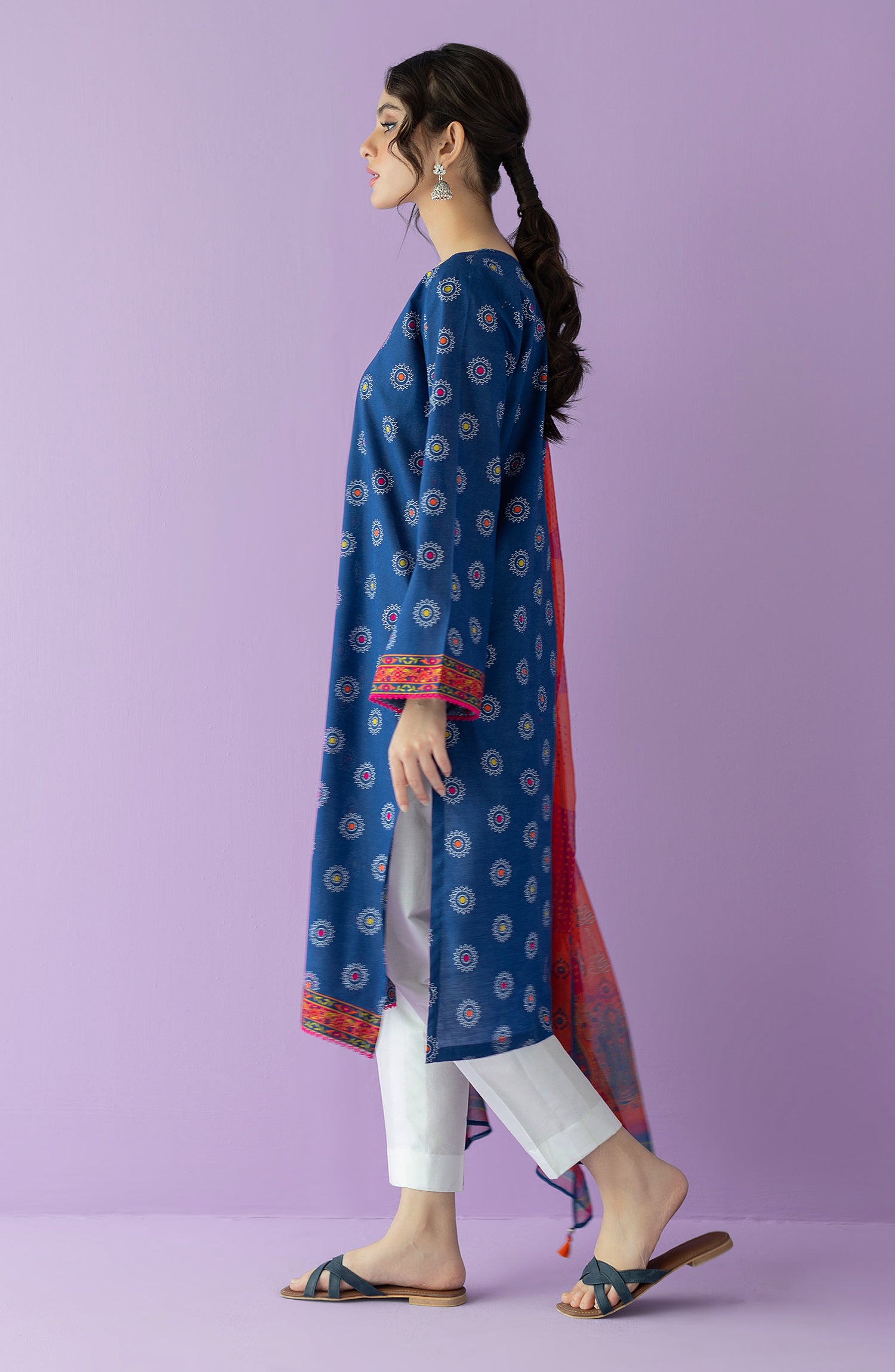 NRDS-23-050/U BLUE LAWN  UNSTITCHED SHIRT DUPATTA