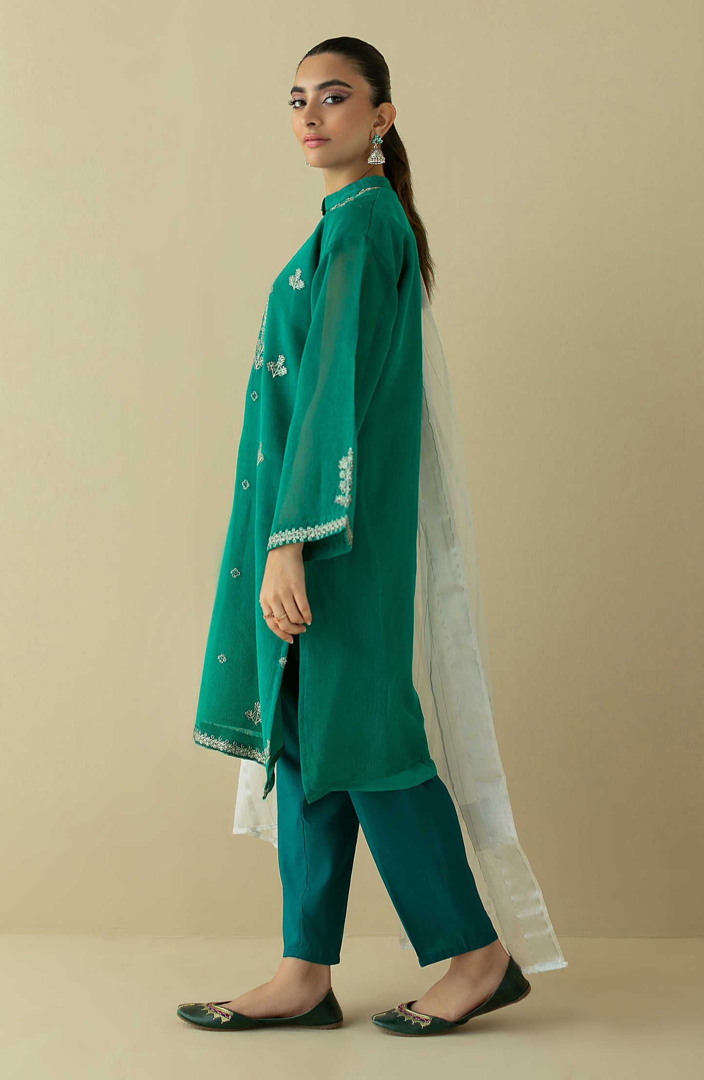NRF-67/S GREEN FANCY  READY TO WEAR SHIRT DUPATTA PANTS