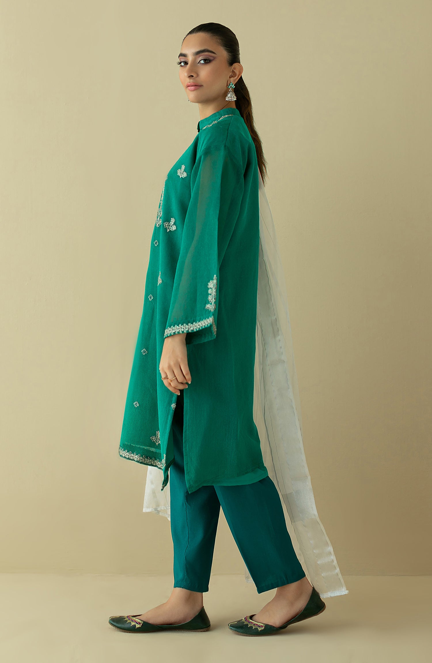 NRF-67/S GREEN FANCY  READY TO WEAR SHIRT DUPATTA PANTS
