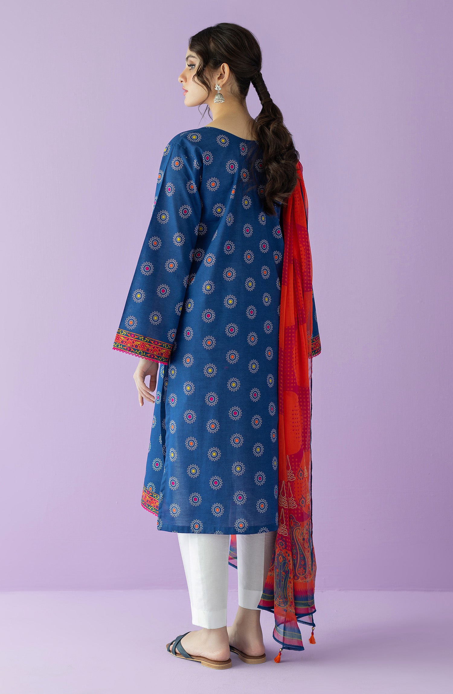 NRDS-23-050/U BLUE LAWN  UNSTITCHED SHIRT DUPATTA