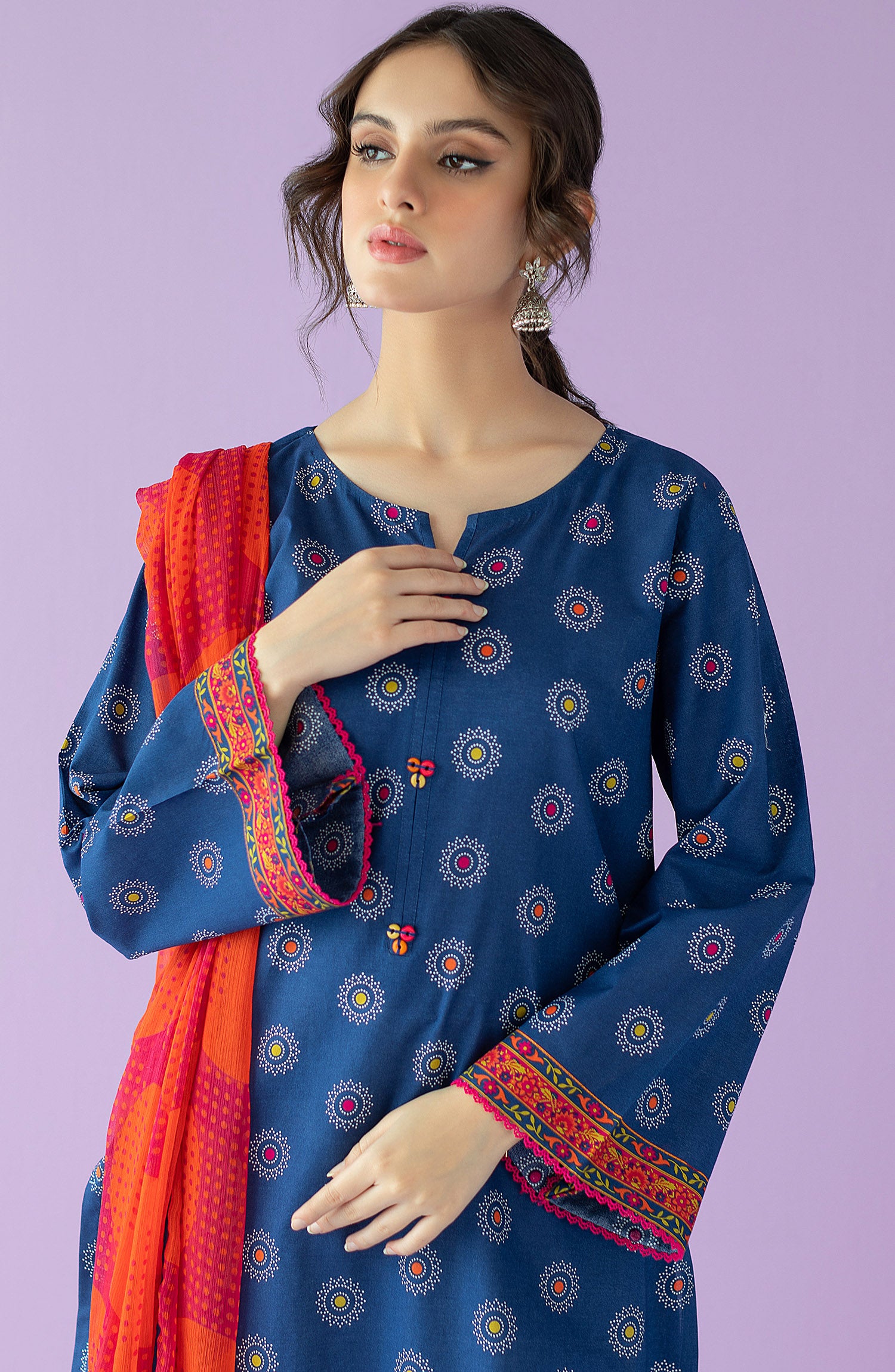 NRDS-23-050/U BLUE LAWN  UNSTITCHED SHIRT DUPATTA