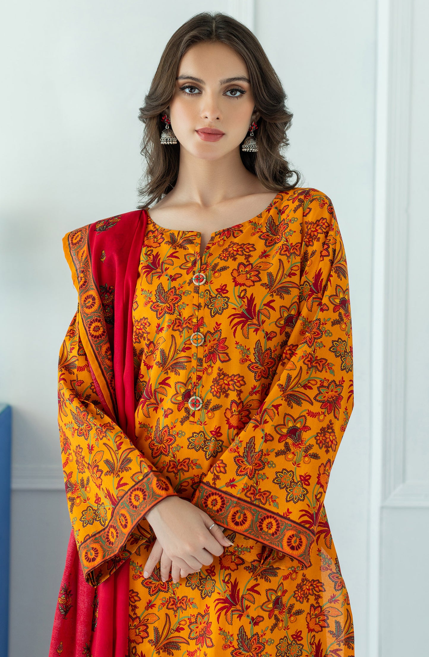 OTL-23-083/U ORANGE LAWN  UNSTITCHED SHIRT DUPATTA PANTS