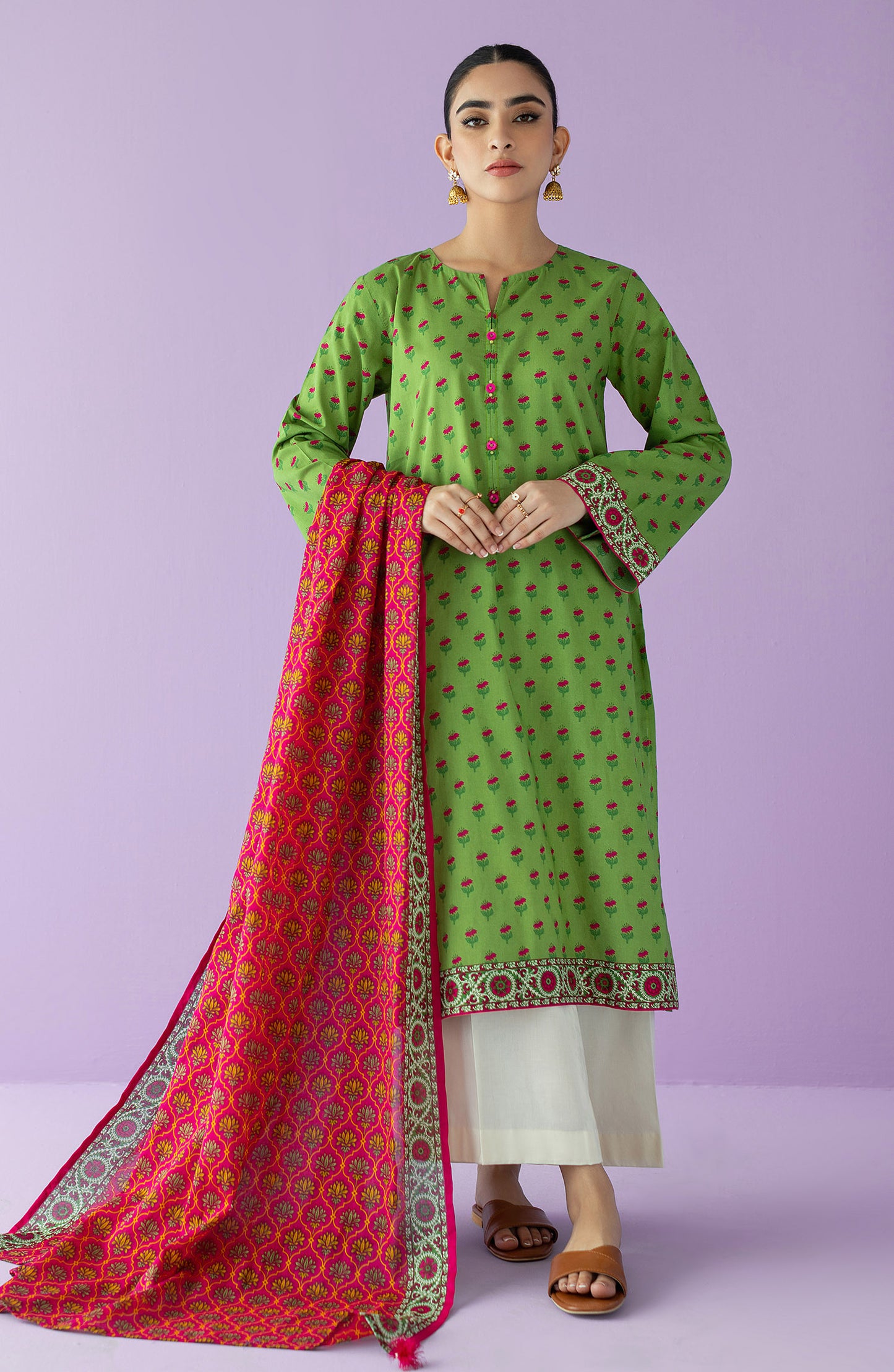 NRDS-23-038/U GREEN LAWN  UNSTITCHED SHIRT DUPATTA