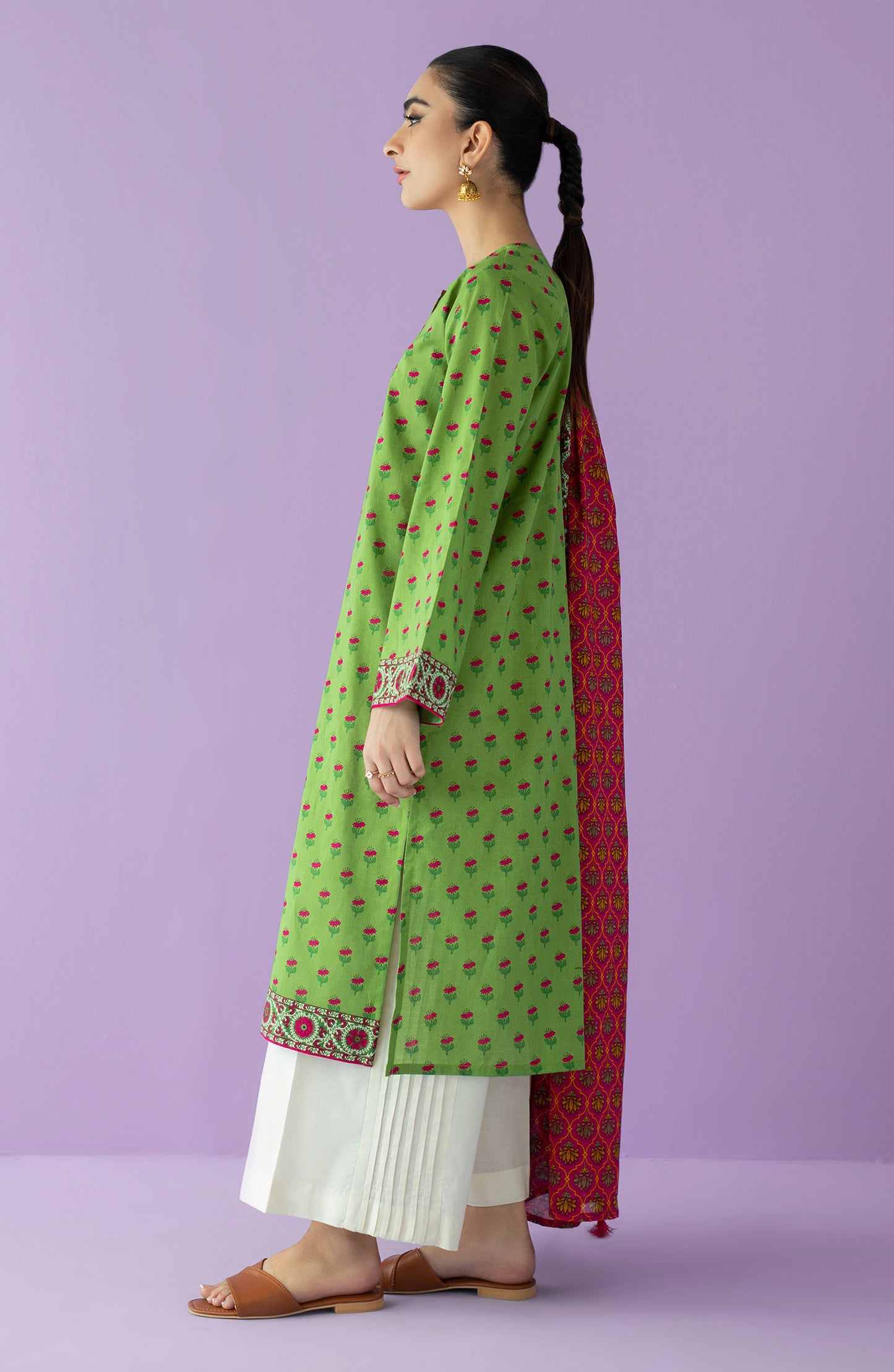 NRDS-23-038/U GREEN LAWN  UNSTITCHED SHIRT DUPATTA