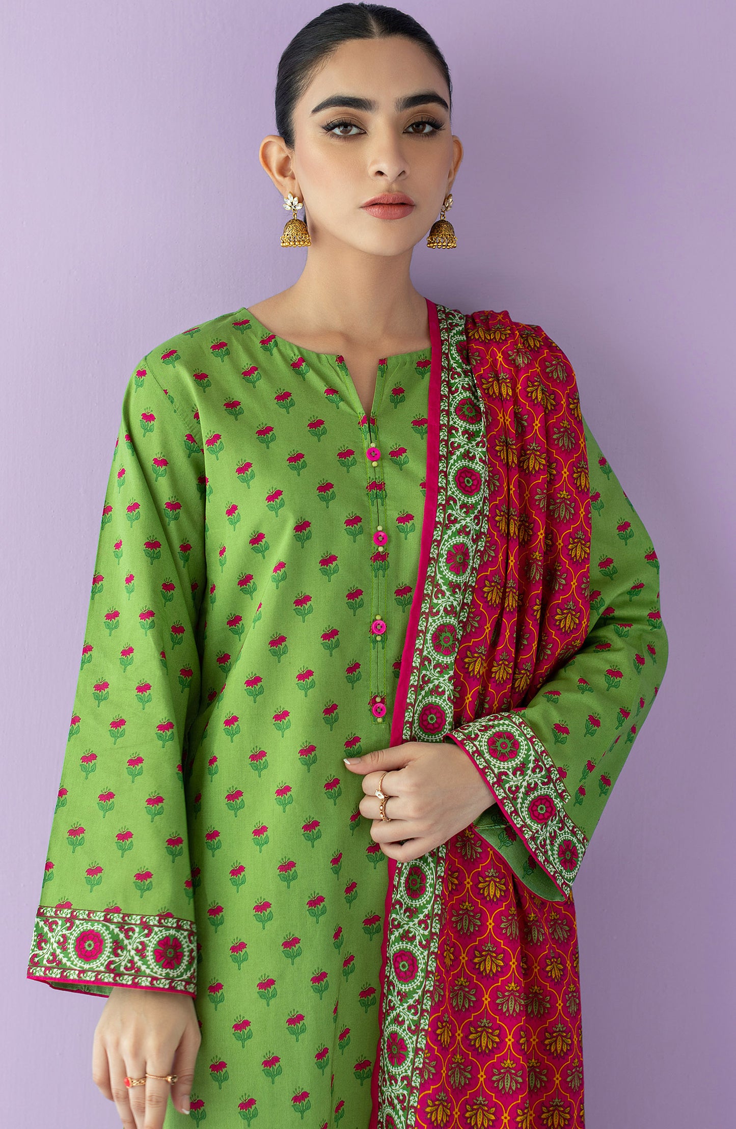 NRDS-23-038/U GREEN LAWN  UNSTITCHED SHIRT DUPATTA