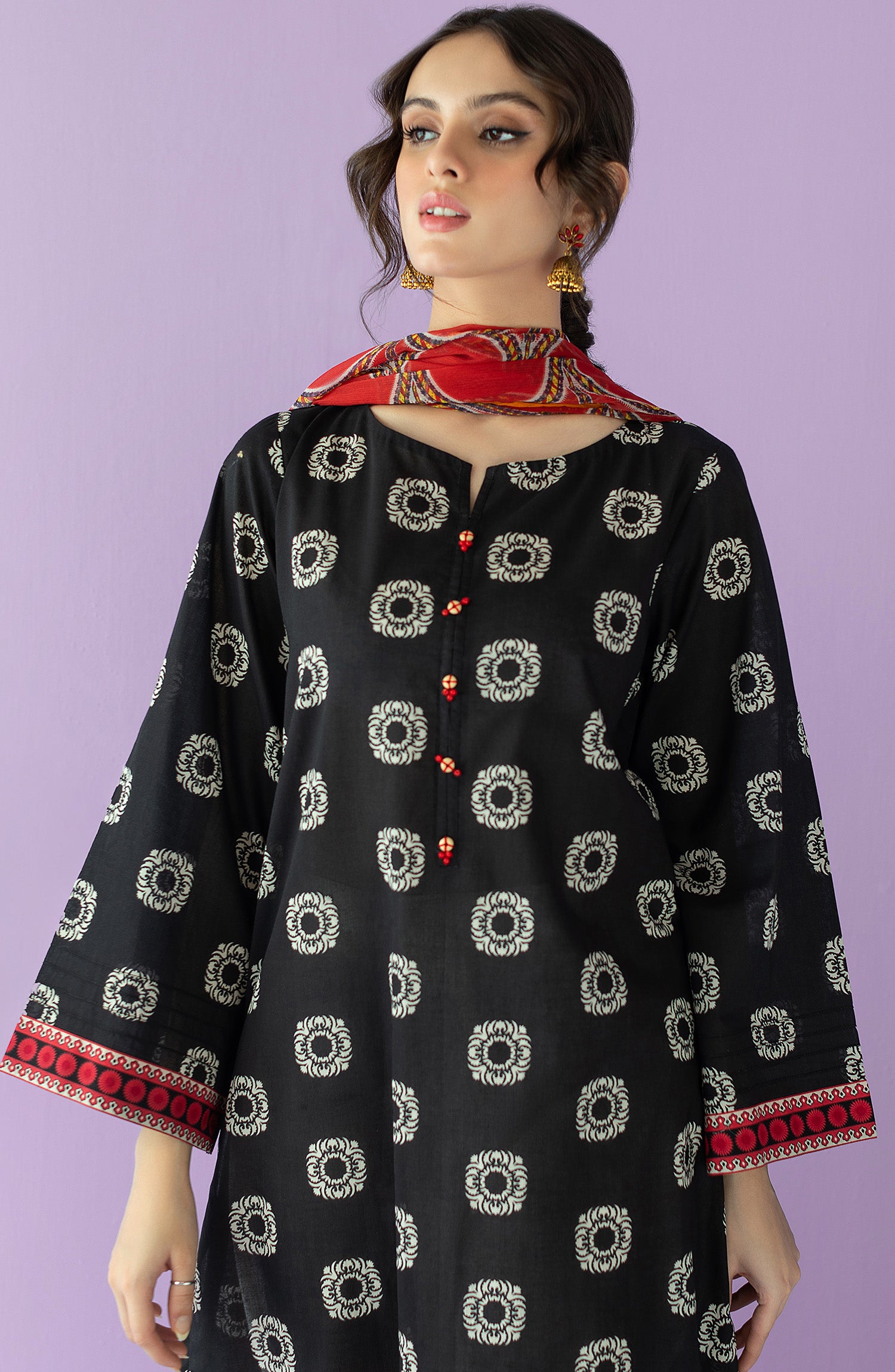 NRDS-23-047/U BLACK LAWN  UNSTITCHED SHIRT DUPATTA