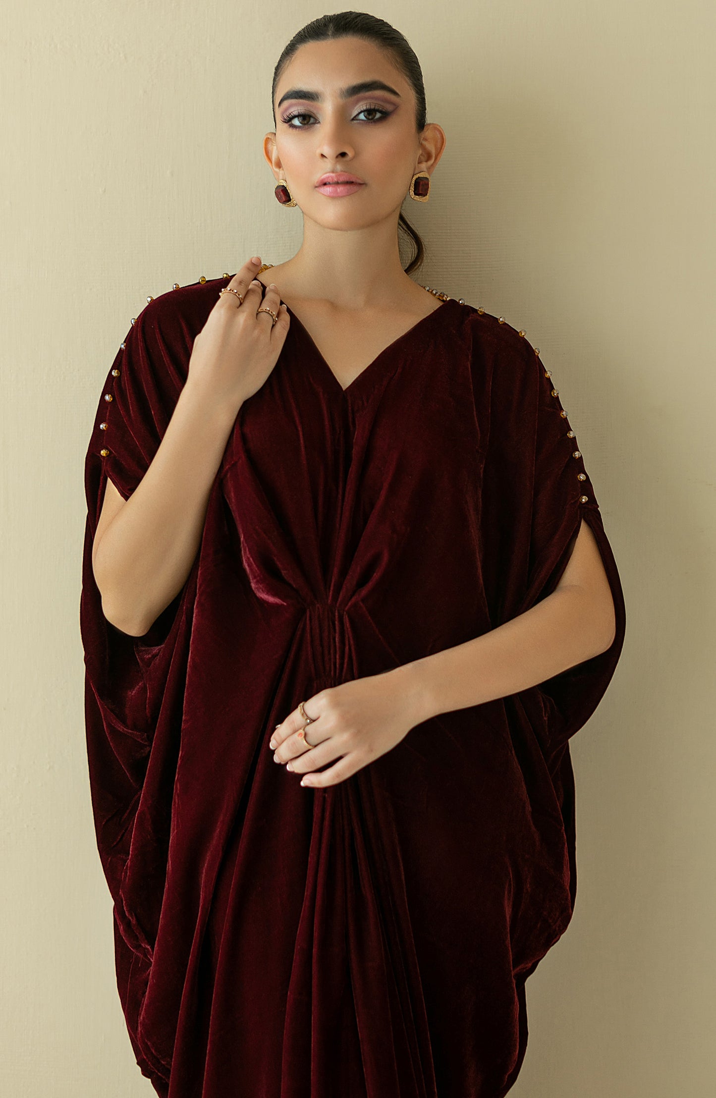 NF-S-22-002 MAROON VELVET SCSHIRT READY TO WEAR SHIRT