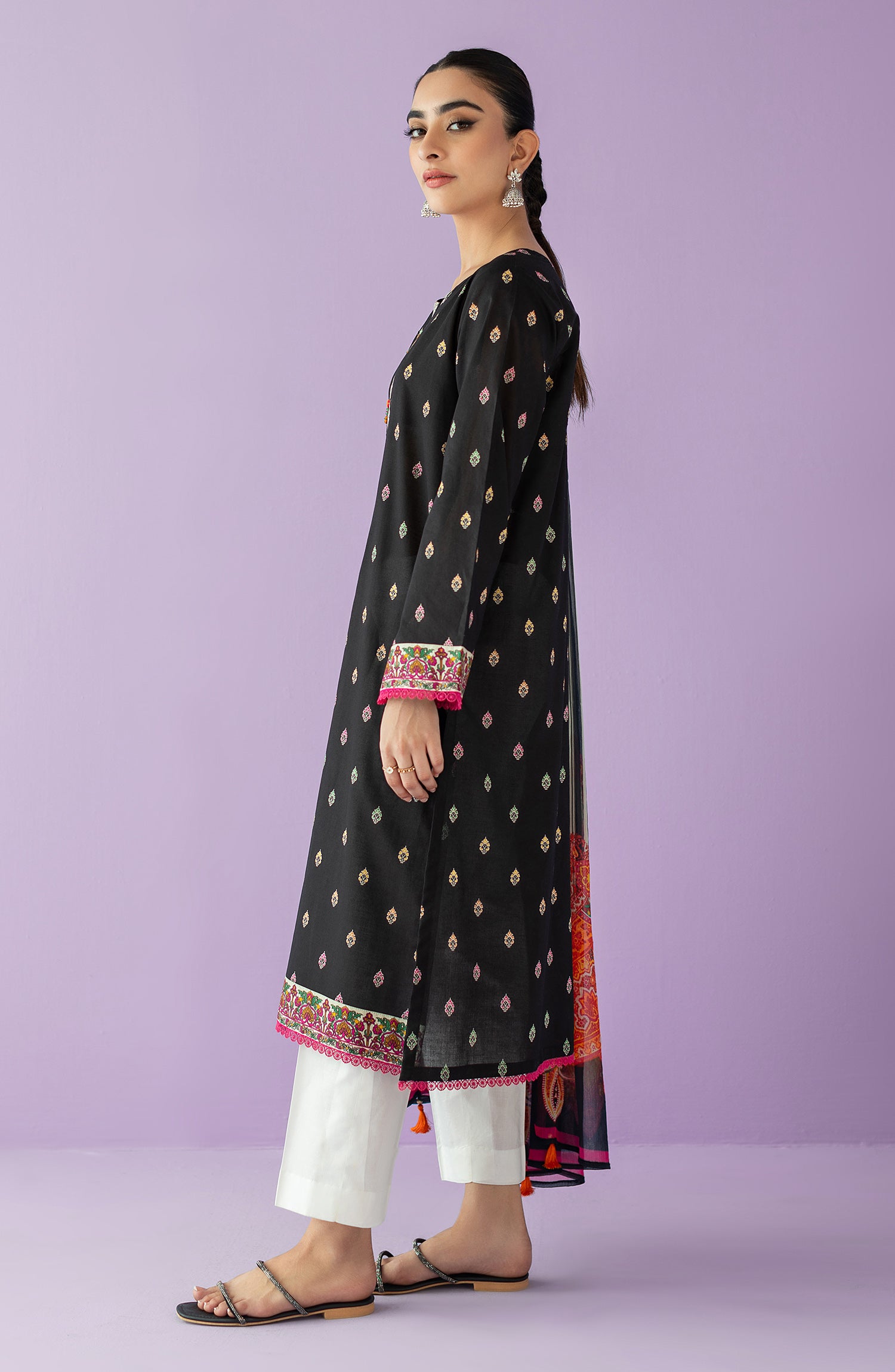NRDS-23-015/S BLACK LAWN  READY TO WEAR SHIRT DUPATTA