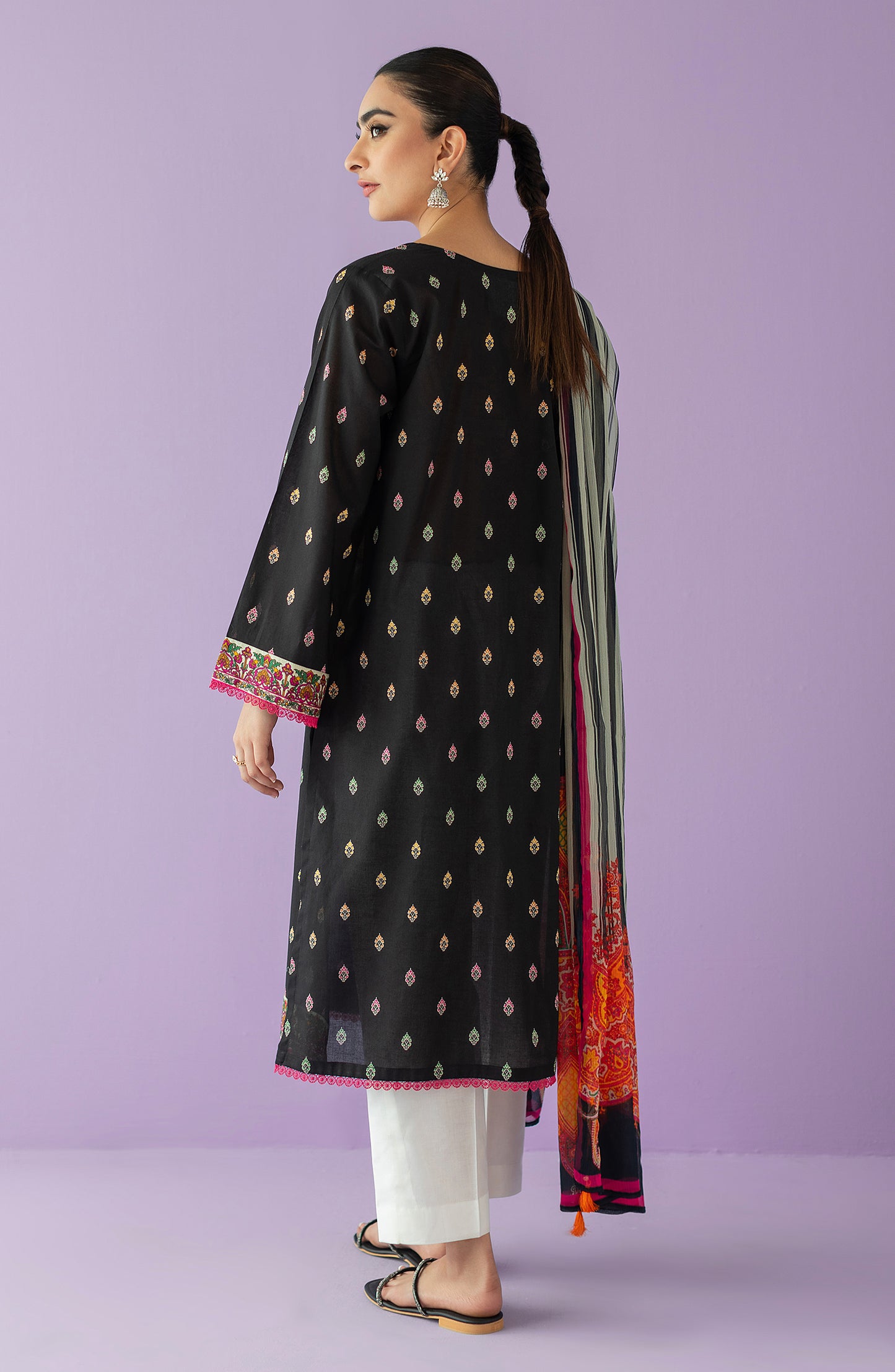 NRDS-23-015/S BLACK LAWN  READY TO WEAR SHIRT DUPATTA