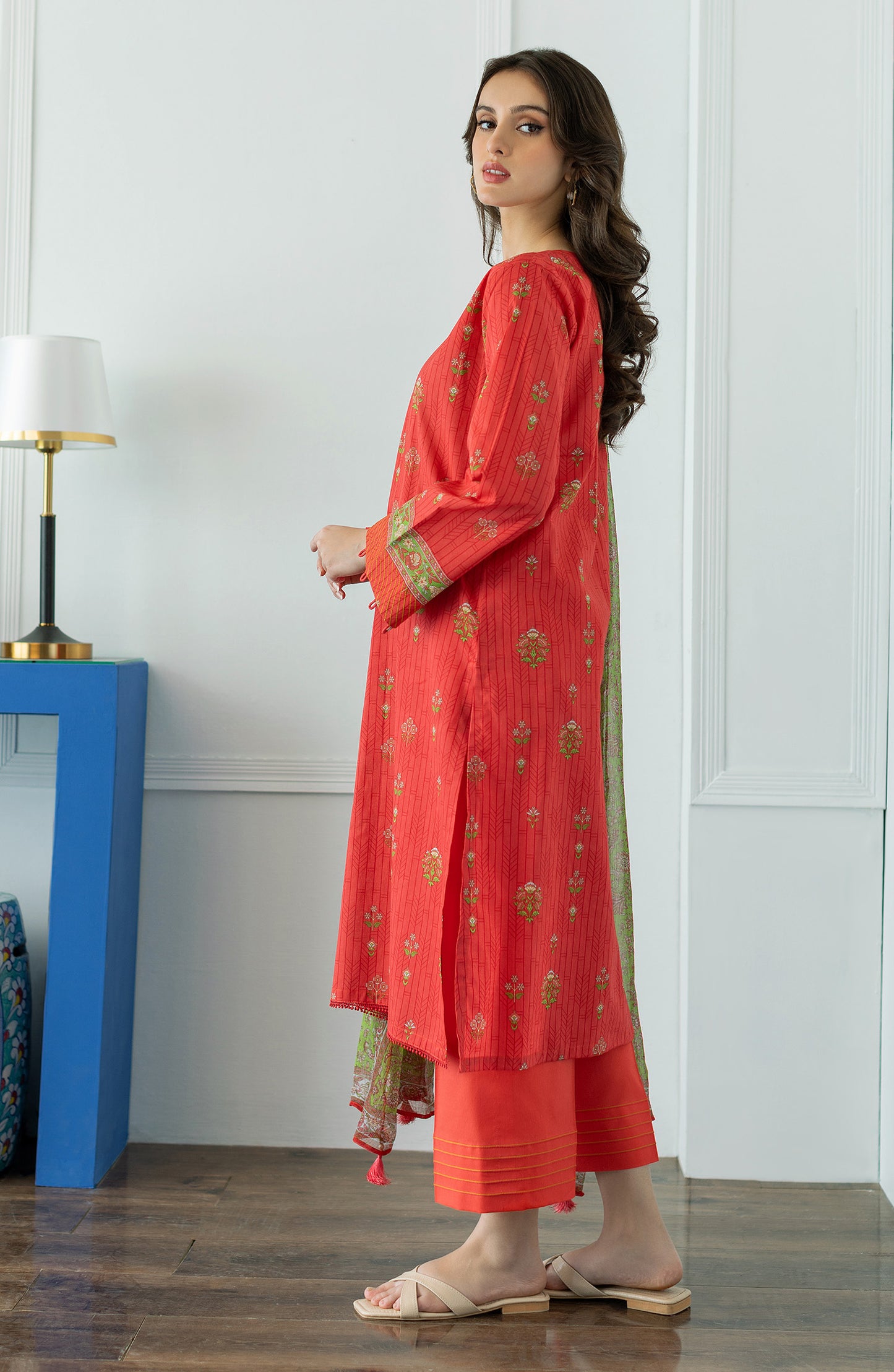 OTL-23-058/S RED LAWN  READY TO WEAR SHIRT DUPATTA PANTS