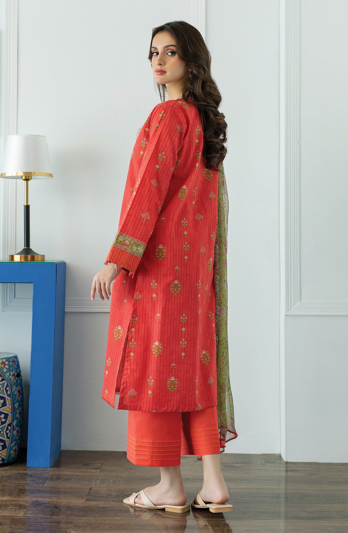 OTL-23-058/S RED LAWN  READY TO WEAR SHIRT DUPATTA PANTS